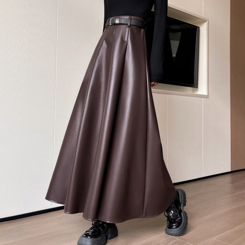 High Waist Leather Skirt for Women ( Black & Brown )