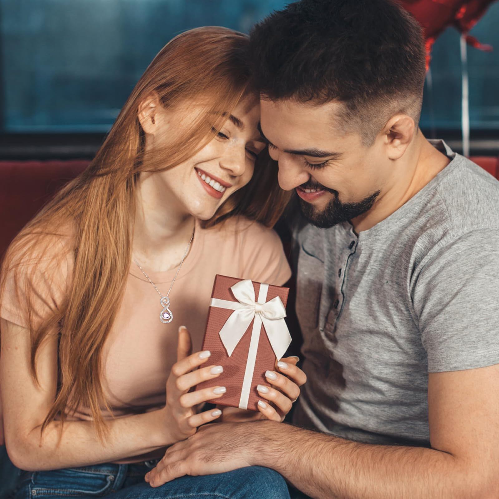 “Violet Embrace” Sterling Silver with Birthstone Spiral Necklace