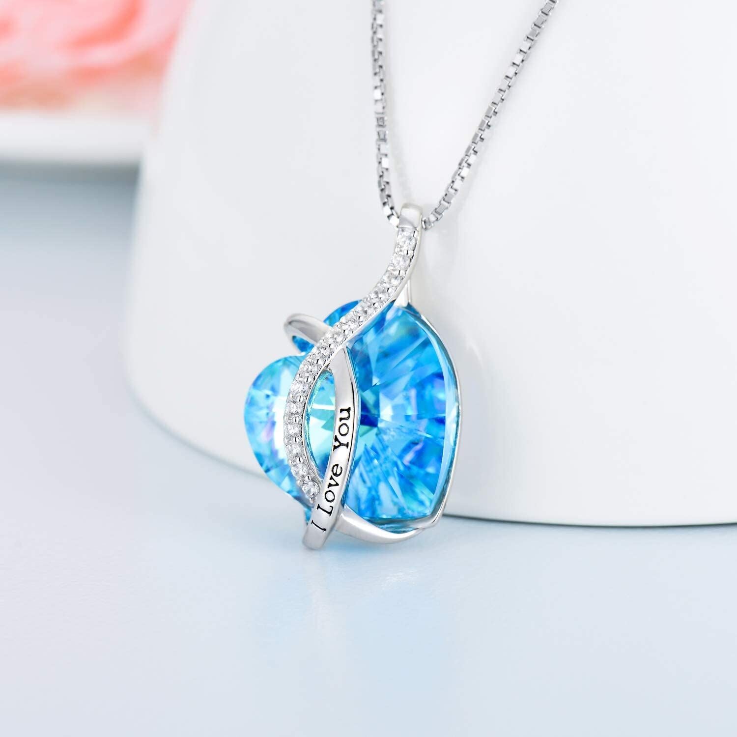 “Eternal Pulse” Austrian Crystal Birthstone Heart Necklace ( Sterling Silver 925 )