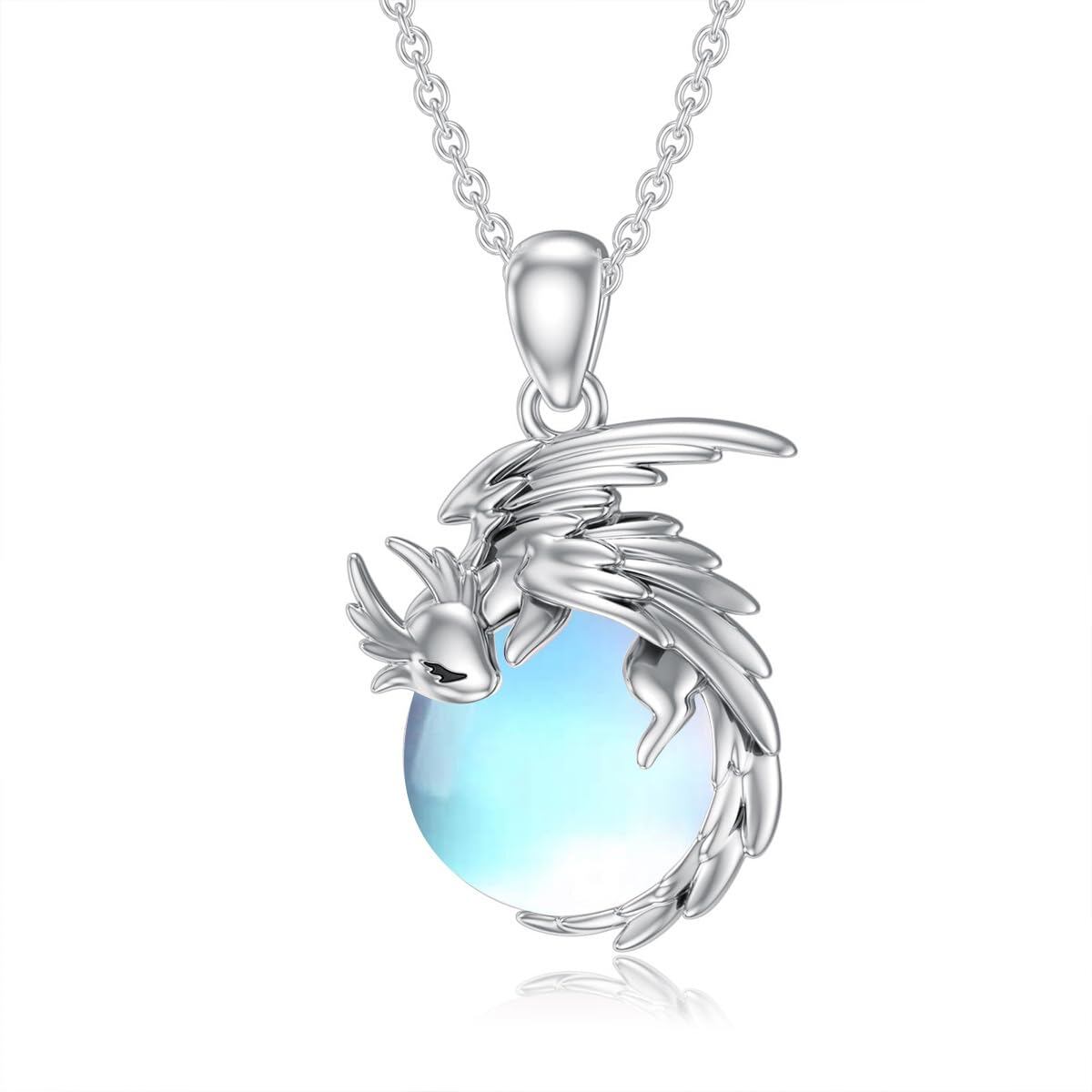 “Soulfire Wyvern” Sterling Silver 925 Birthstone Necklace