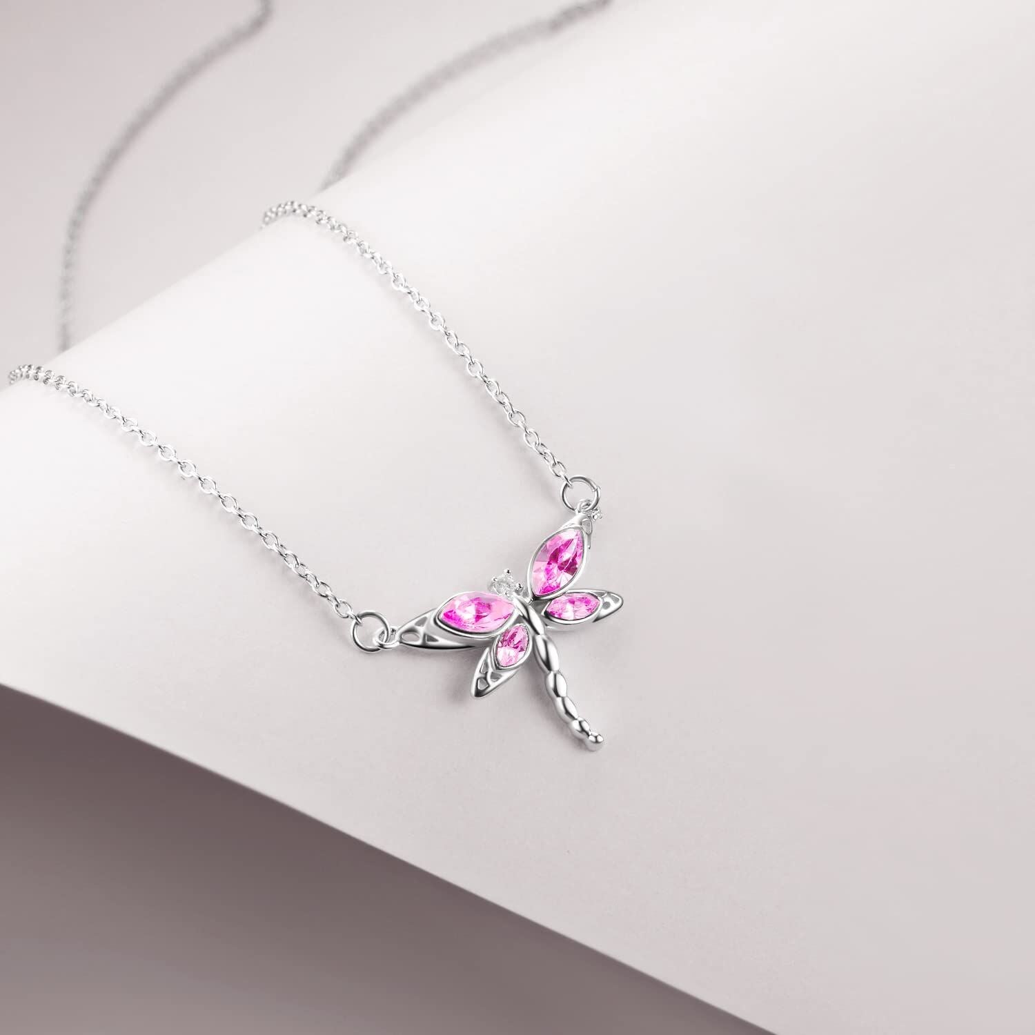 “Soulful Flight” Sterling Silver Dragonfly Birthstone Necklace