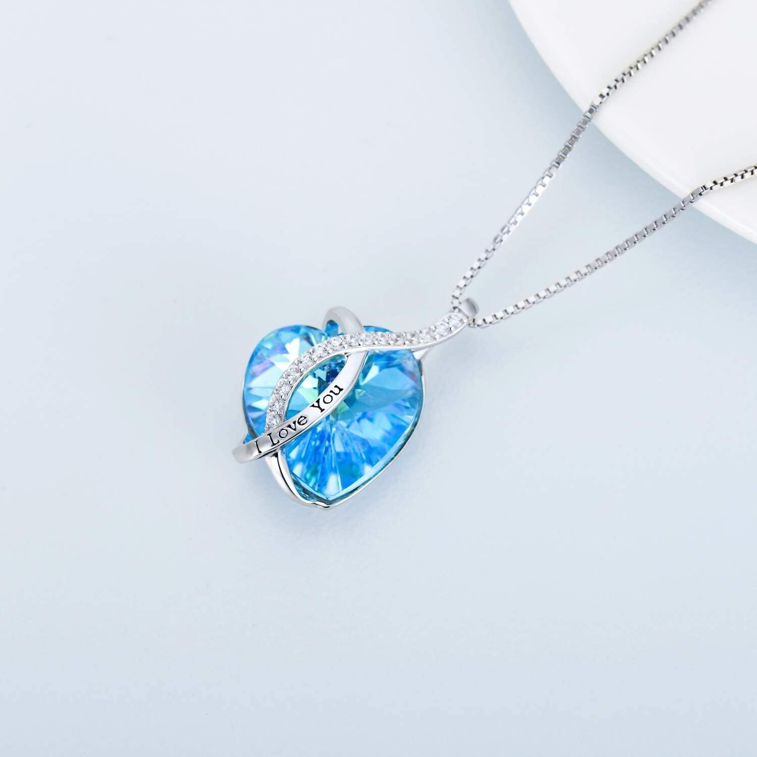 “Eternal Pulse” Austrian Crystal Birthstone Heart Necklace ( Sterling Silver 925 )