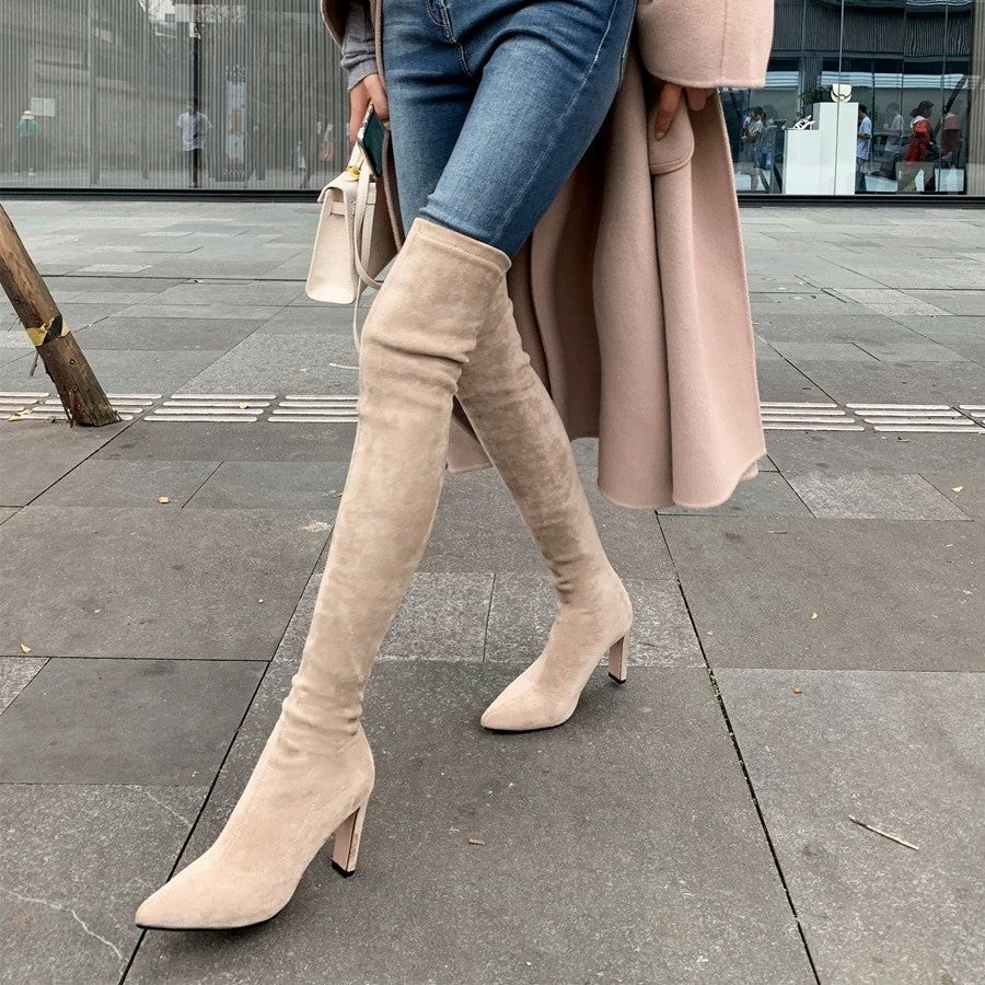 Long Sleeves High Heel Boots for Winter ( Black & Apricot )