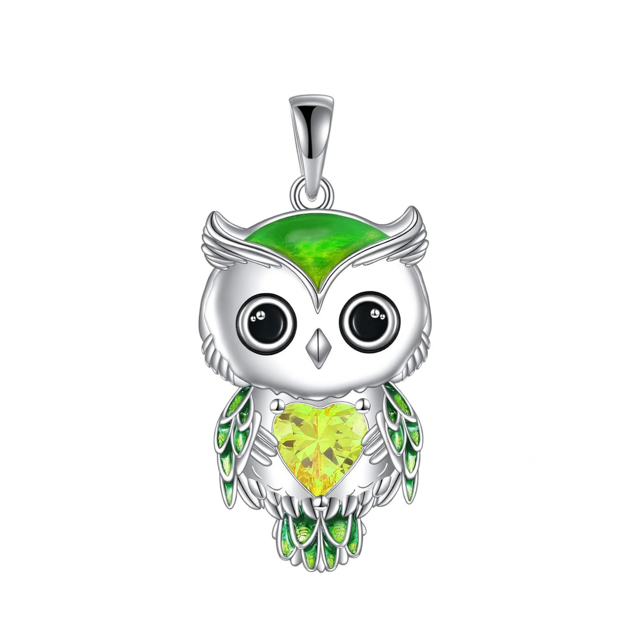 “Lunar Wisdom Owl” 925 Sterling Silver Birthstone Necklace