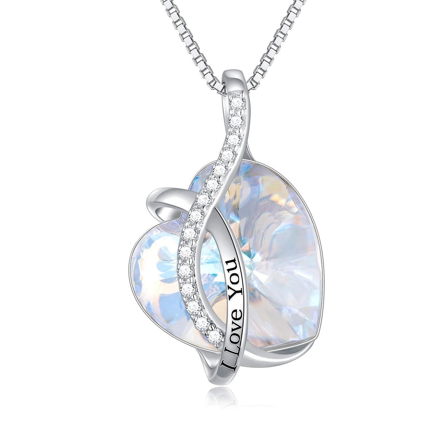 “Eternal Pulse” Austrian Crystal Birthstone Heart Necklace ( Sterling Silver 925 )