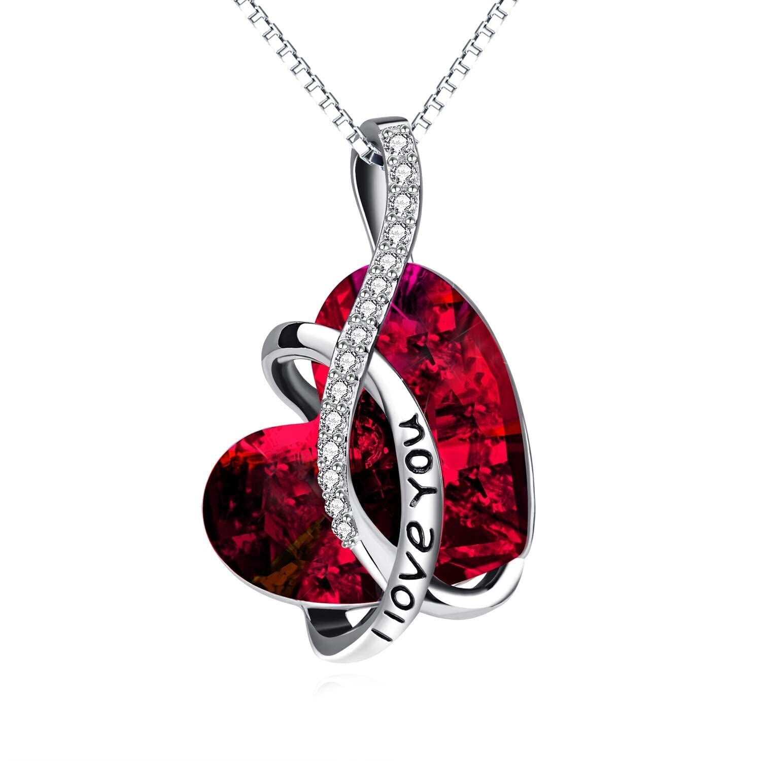 “Eternal Pulse” Austrian Crystal Birthstone Heart Necklace ( Sterling Silver 925 )