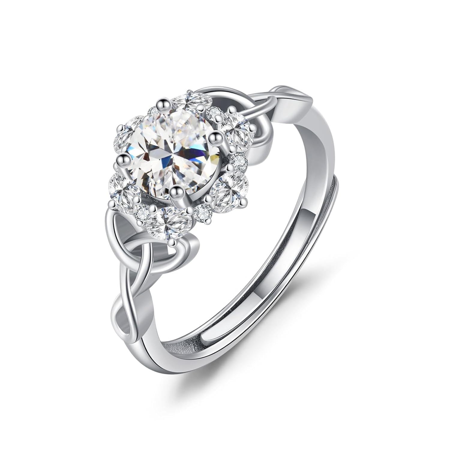 “Celtic Harmony” Sterling Silver Zircon Birthstone Ring