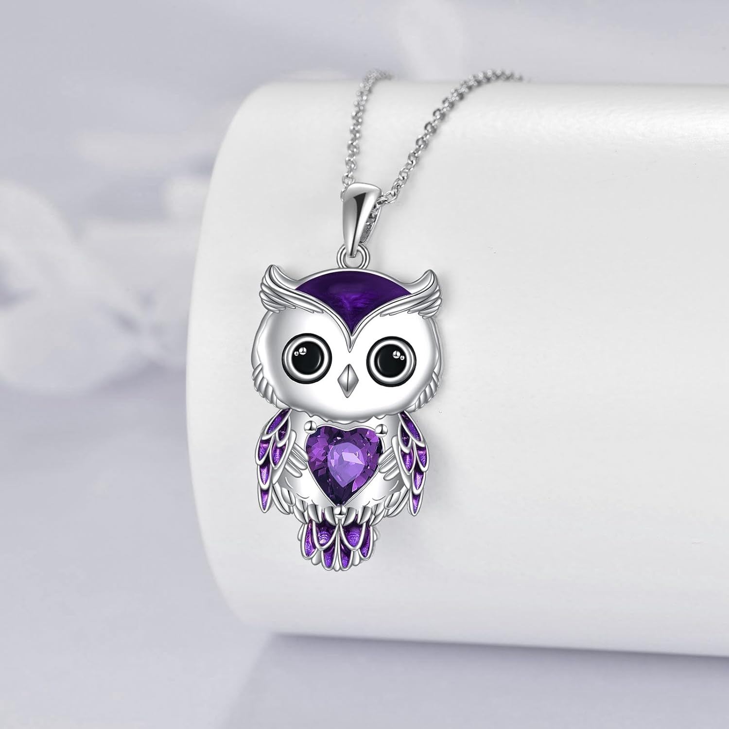 “Lunar Wisdom Owl” 925 Sterling Silver Birthstone Necklace