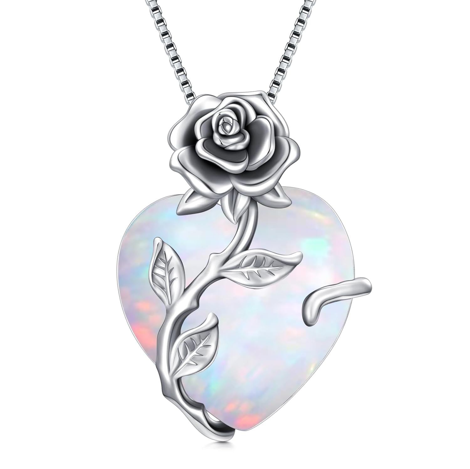 “Heart of Roses” Sterling Silver Crystal Pendant Necklace