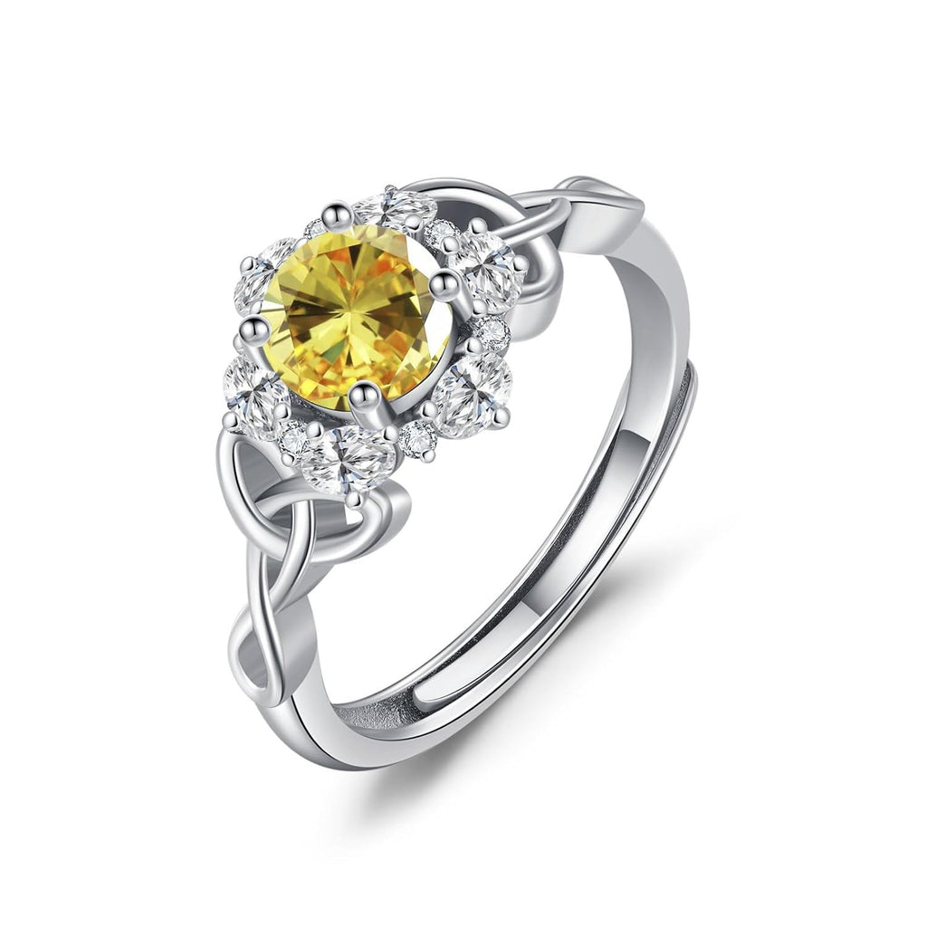 “Celtic Harmony” Sterling Silver Zircon Birthstone Ring