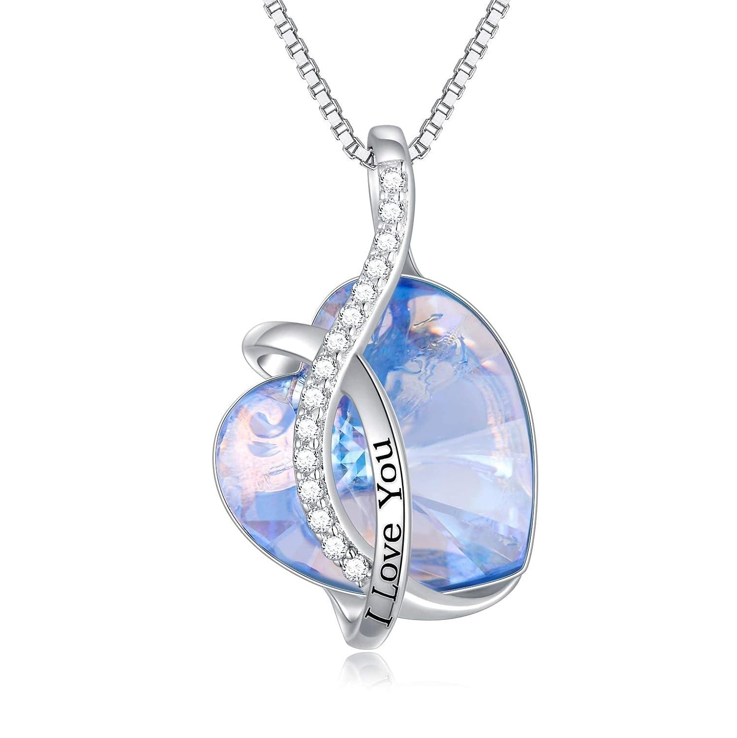 “Eternal Pulse” Austrian Crystal Birthstone Heart Necklace ( Sterling Silver 925 )