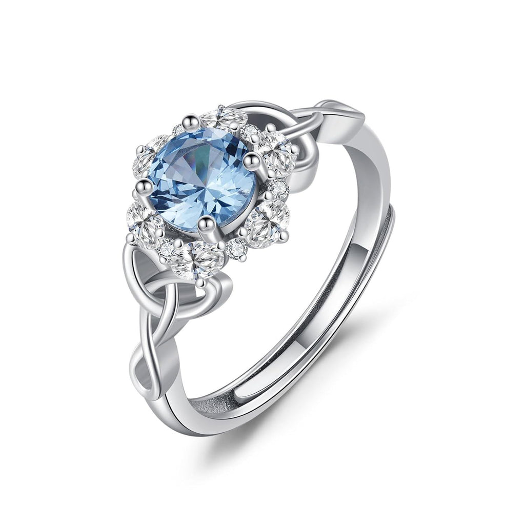 “Celtic Harmony” Sterling Silver Zircon Birthstone Ring