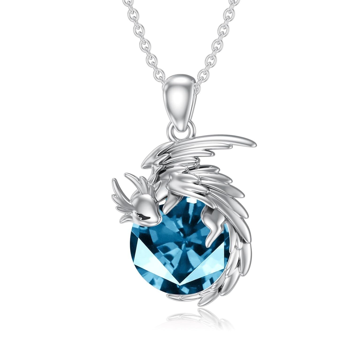 “Soulfire Wyvern” Sterling Silver 925 Birthstone Necklace