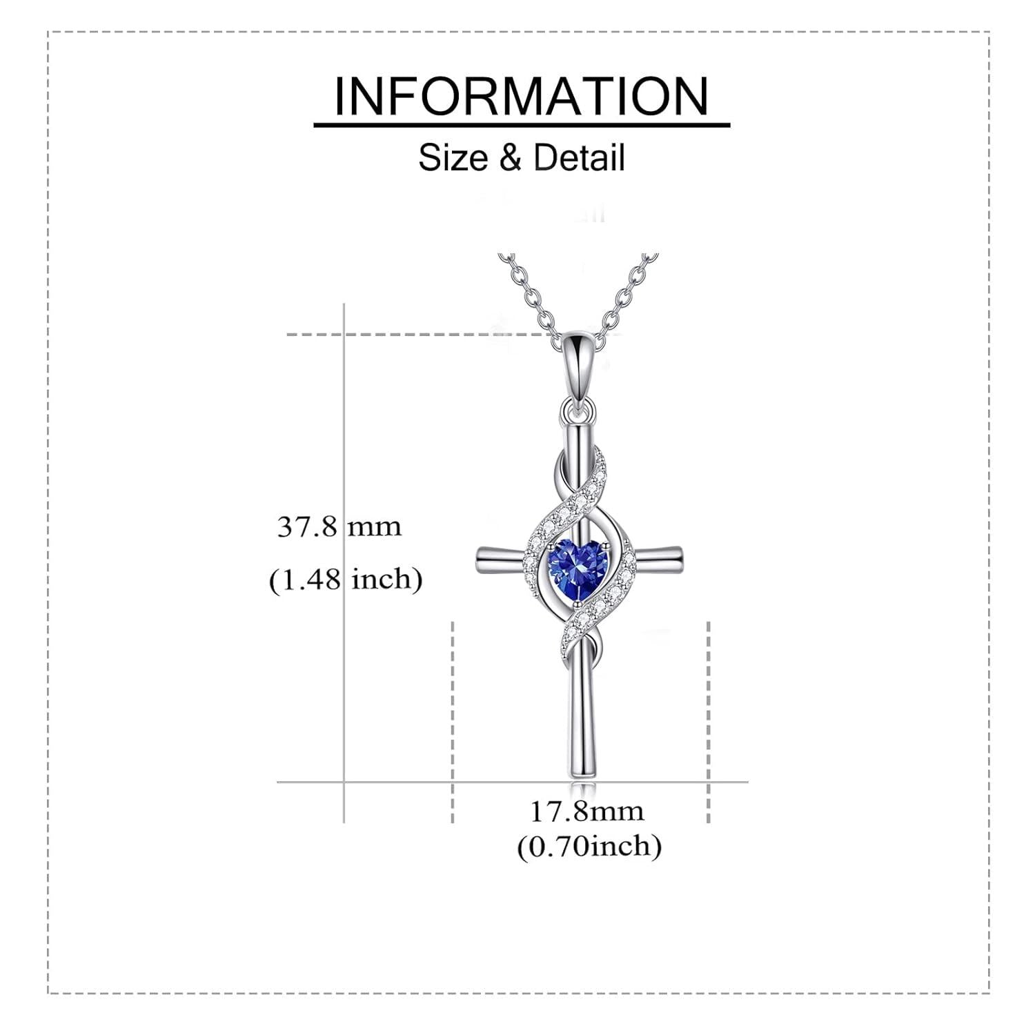 “Sacred Light” Sterling Silver Birthstone Cross Necklace