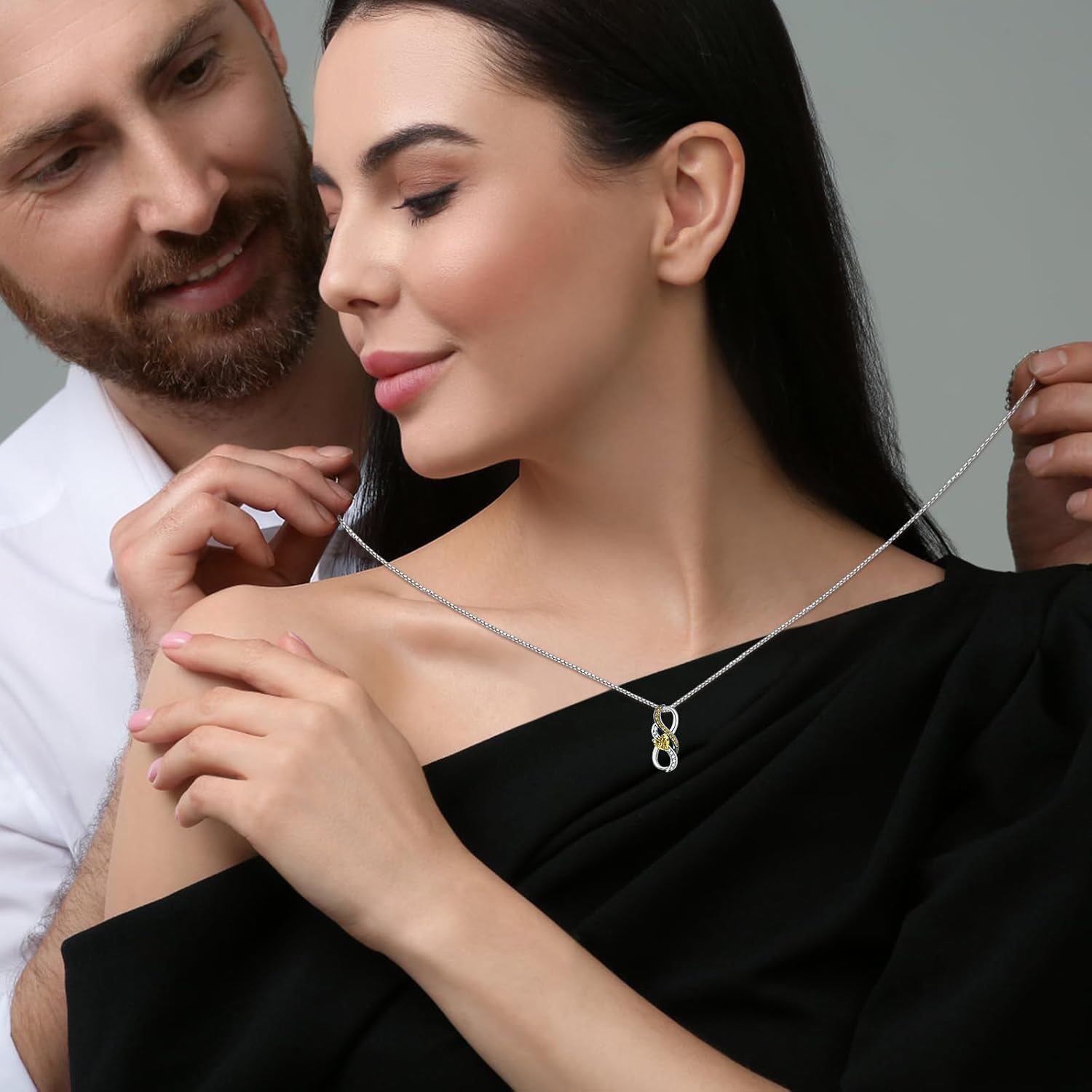 “Boundless Love” Sterling Silver 925 Infinity Heart Pendant Necklace