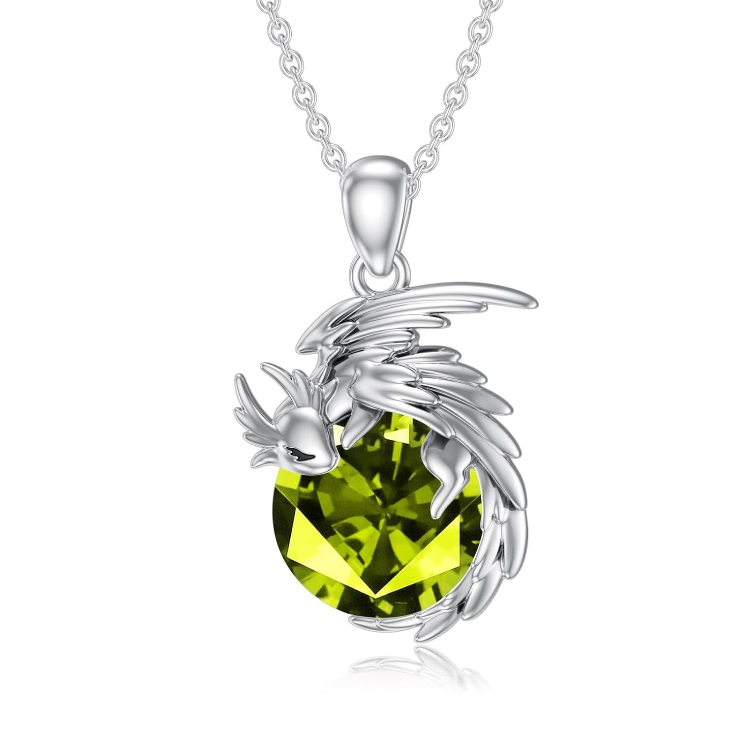 “Soulfire Wyvern” Sterling Silver 925 Birthstone Necklace