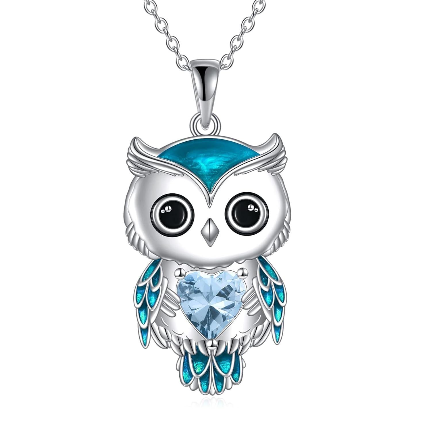 “Lunar Wisdom Owl” 925 Sterling Silver Birthstone Necklace