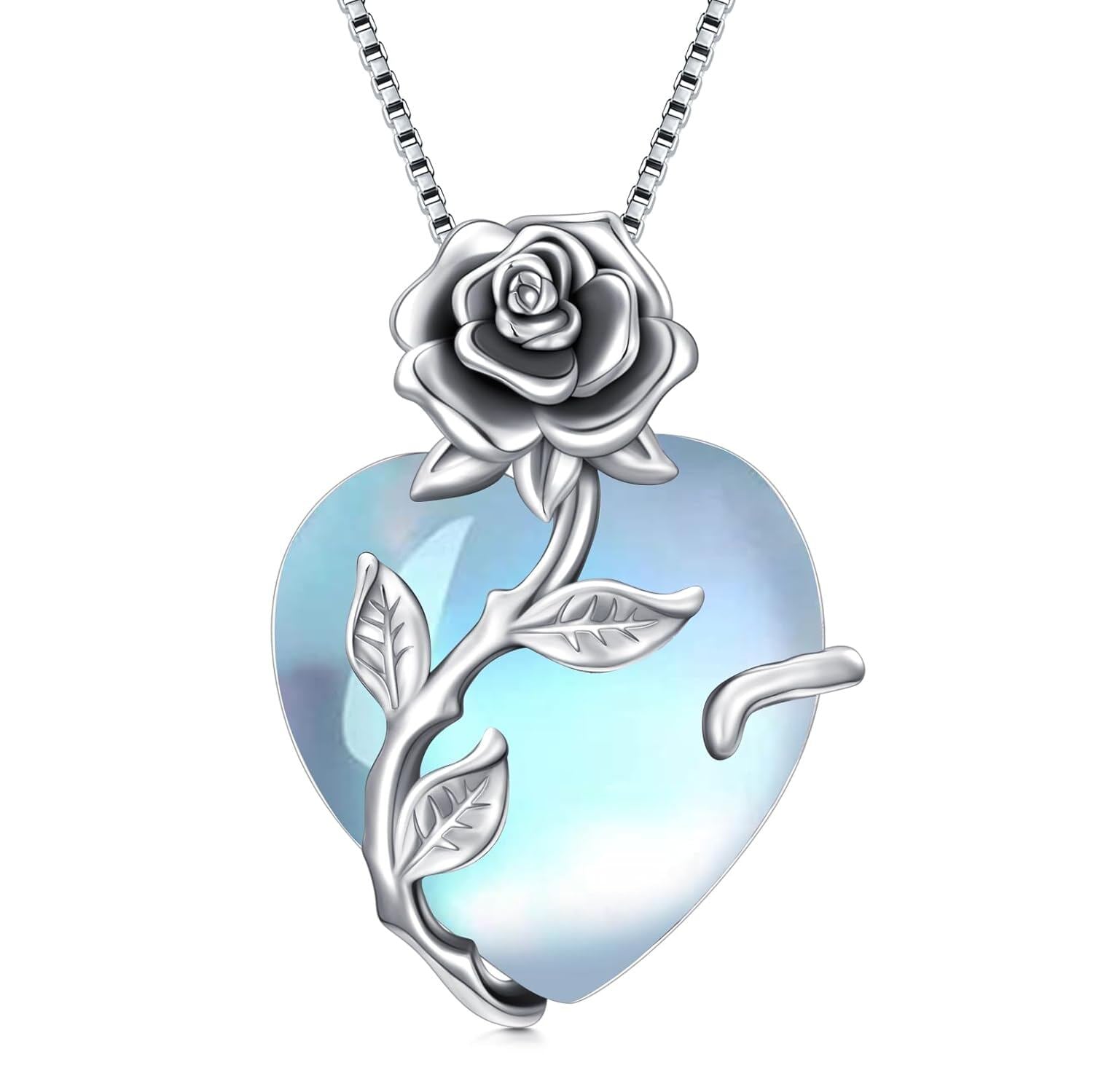 “Heart of Roses” Sterling Silver Crystal Pendant Necklace