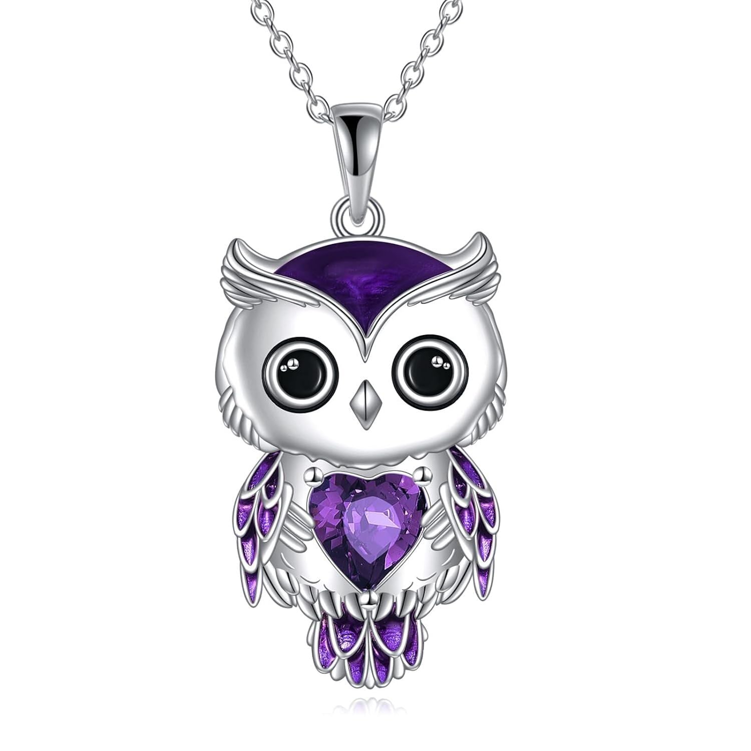 “Lunar Wisdom Owl” 925 Sterling Silver Birthstone Necklace