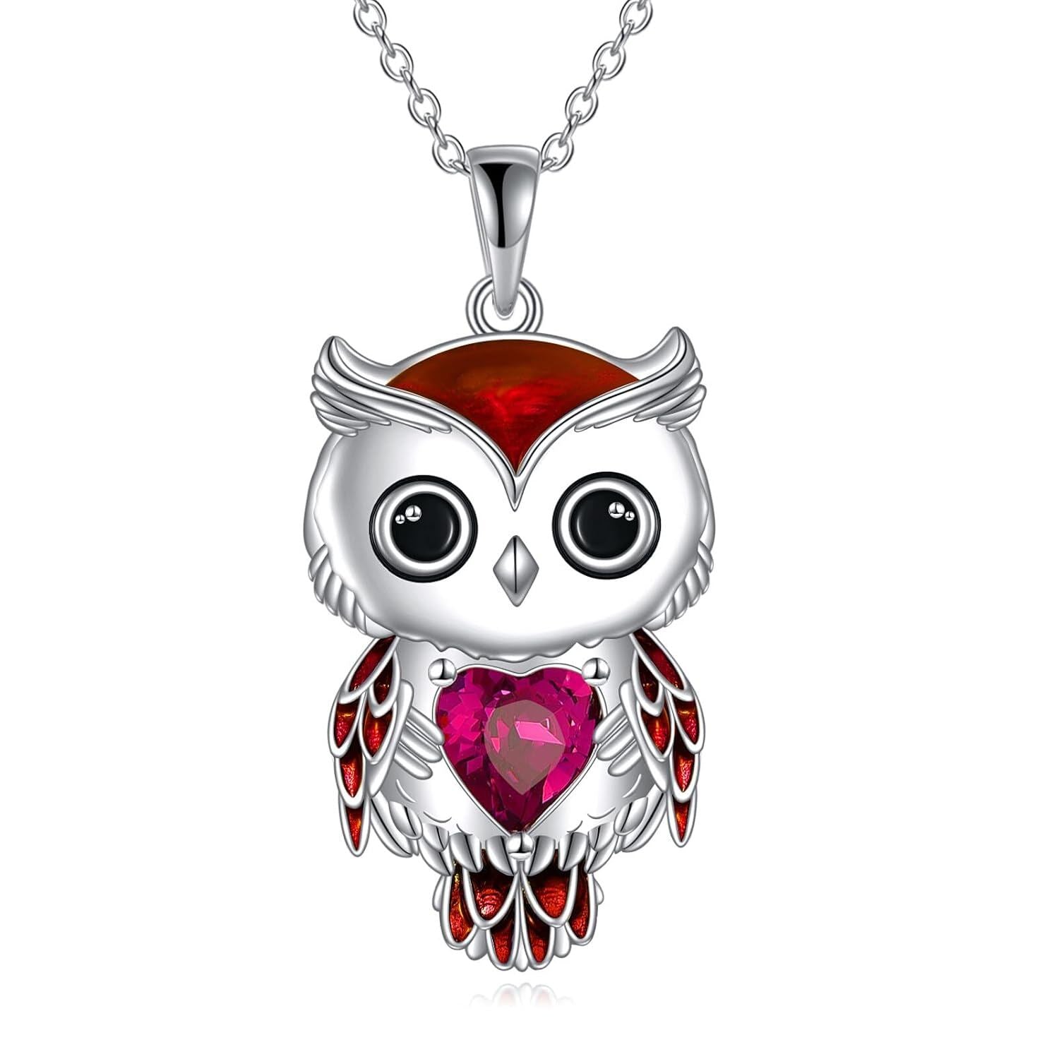 “Lunar Wisdom Owl” 925 Sterling Silver Birthstone Necklace