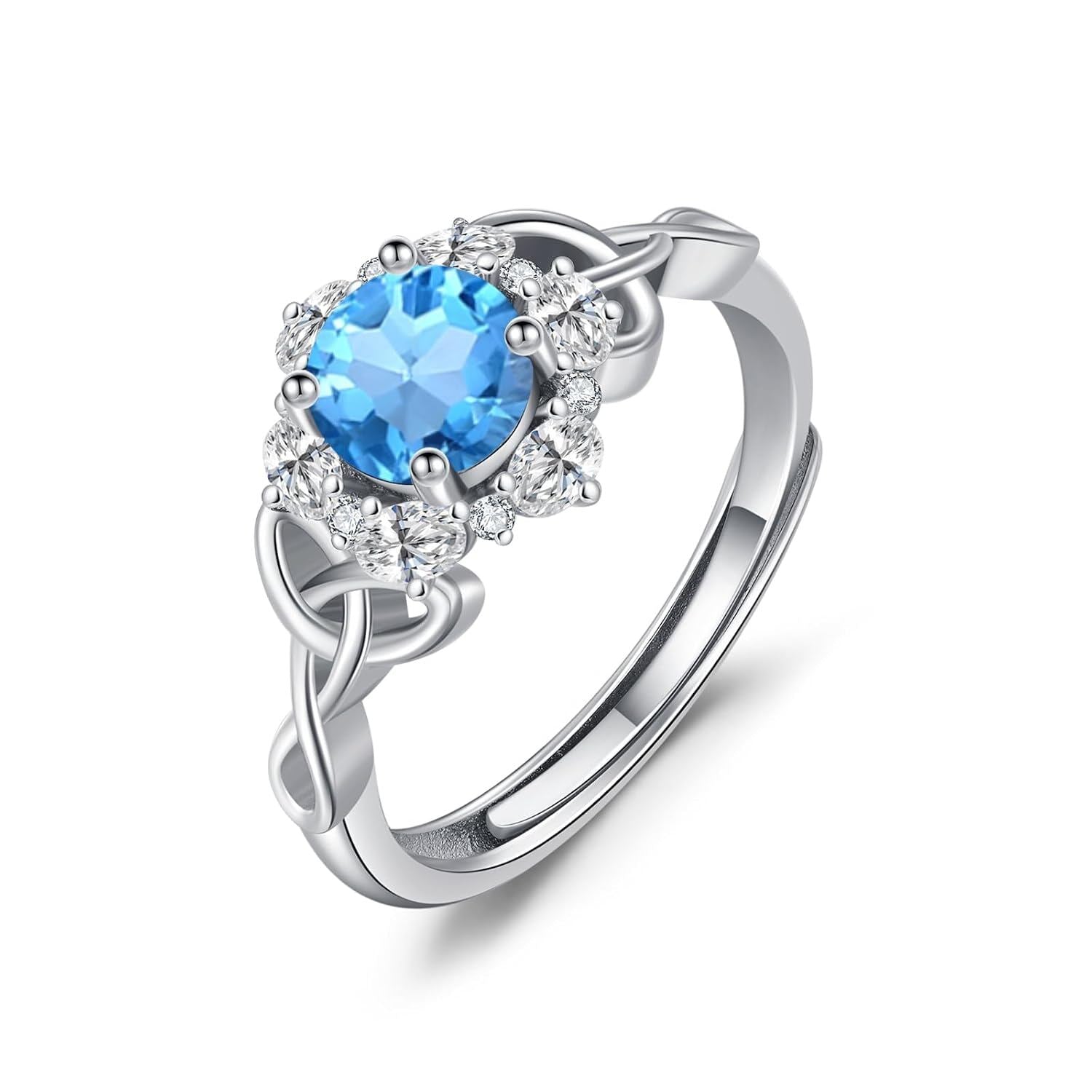 “Celtic Harmony” Sterling Silver Zircon Birthstone Ring