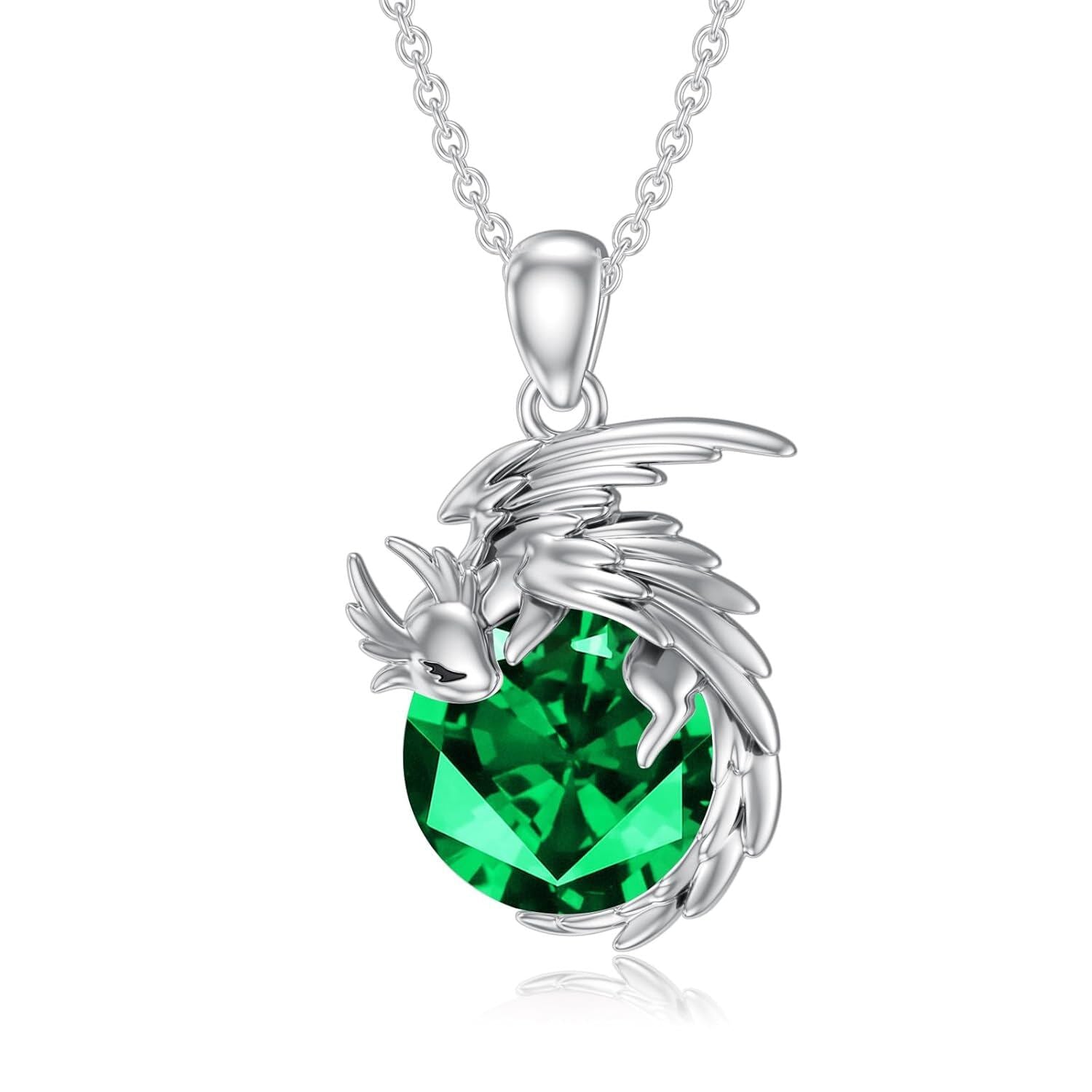 “Soulfire Wyvern” Sterling Silver 925 Birthstone Necklace