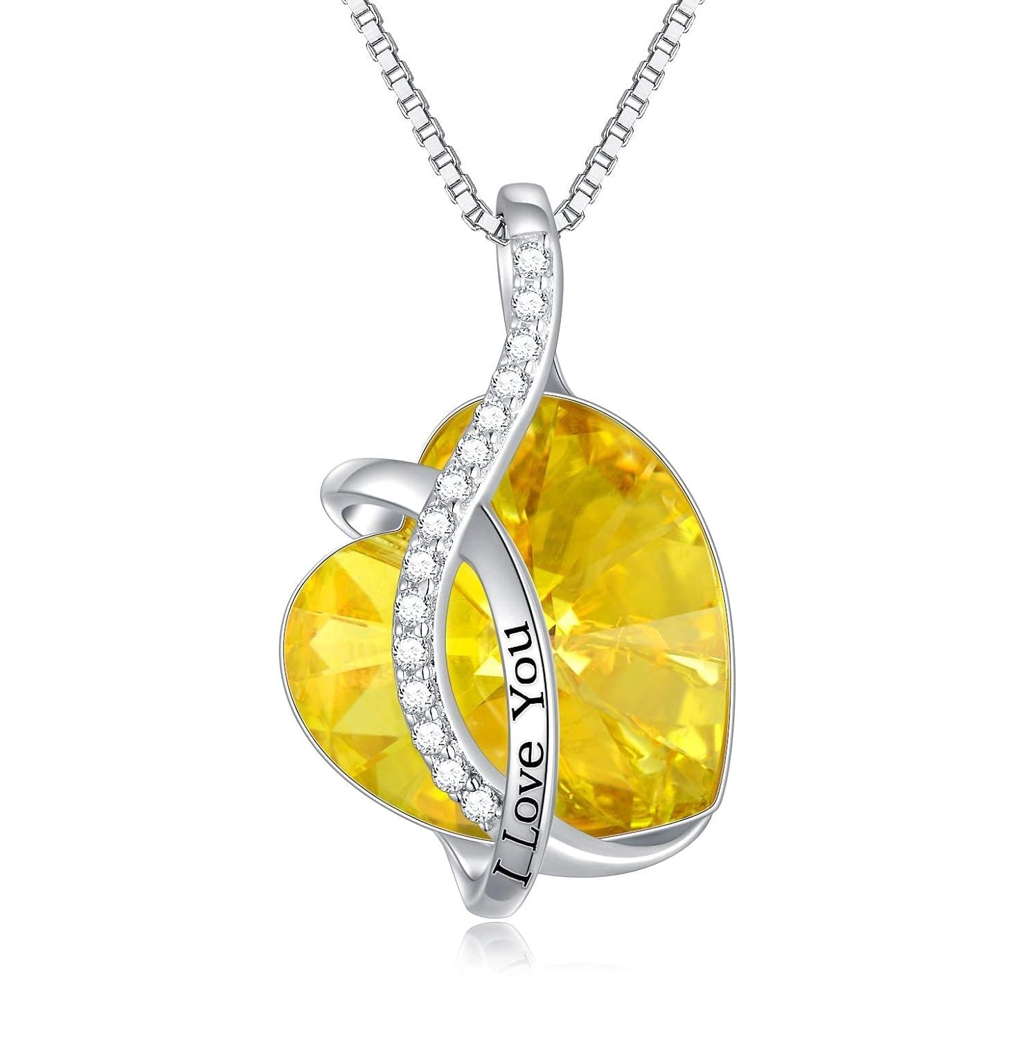 “Eternal Pulse” Austrian Crystal Birthstone Heart Necklace ( Sterling Silver 925 )