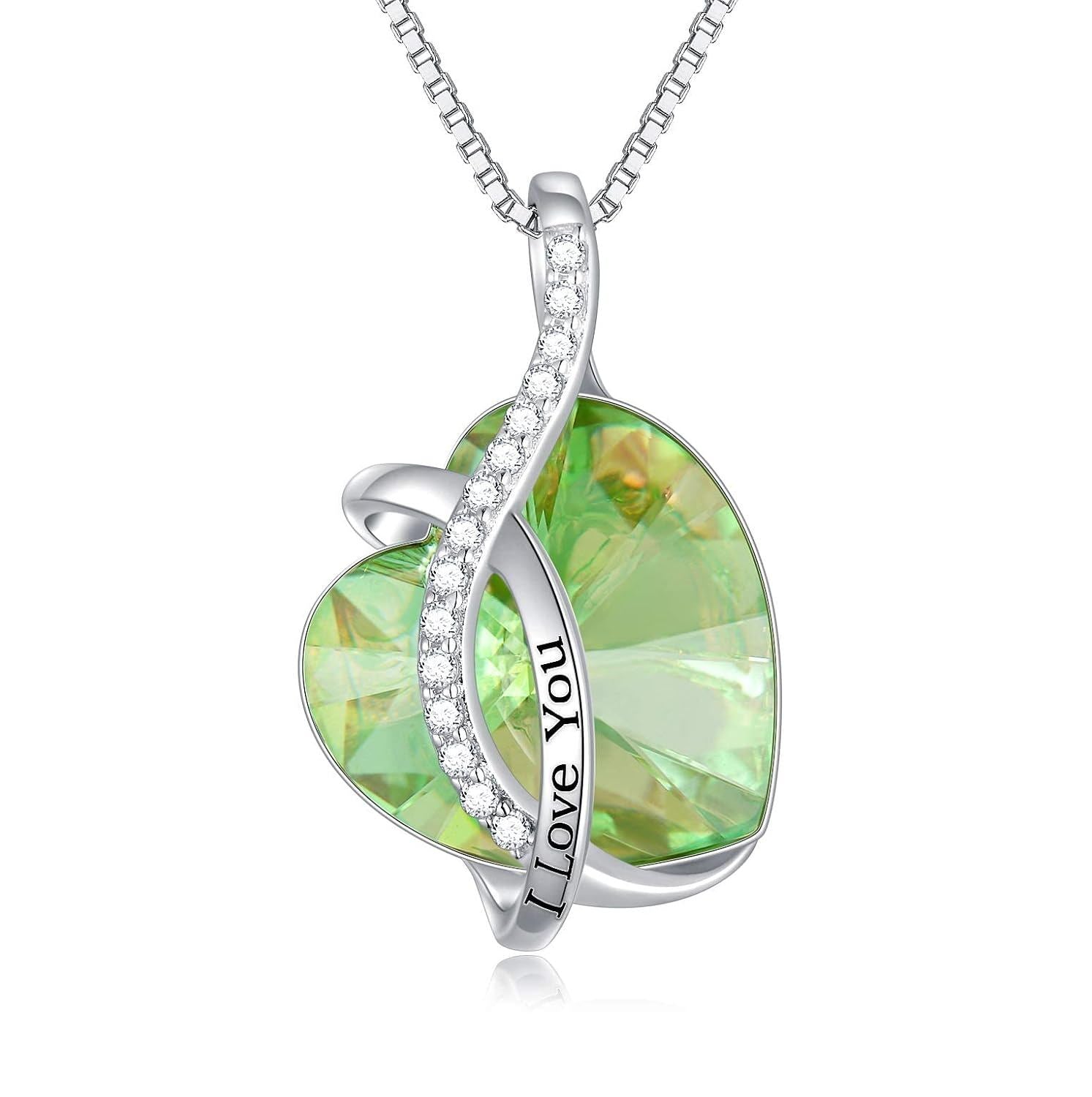 “Eternal Pulse” Austrian Crystal Birthstone Heart Necklace ( Sterling Silver 925 )
