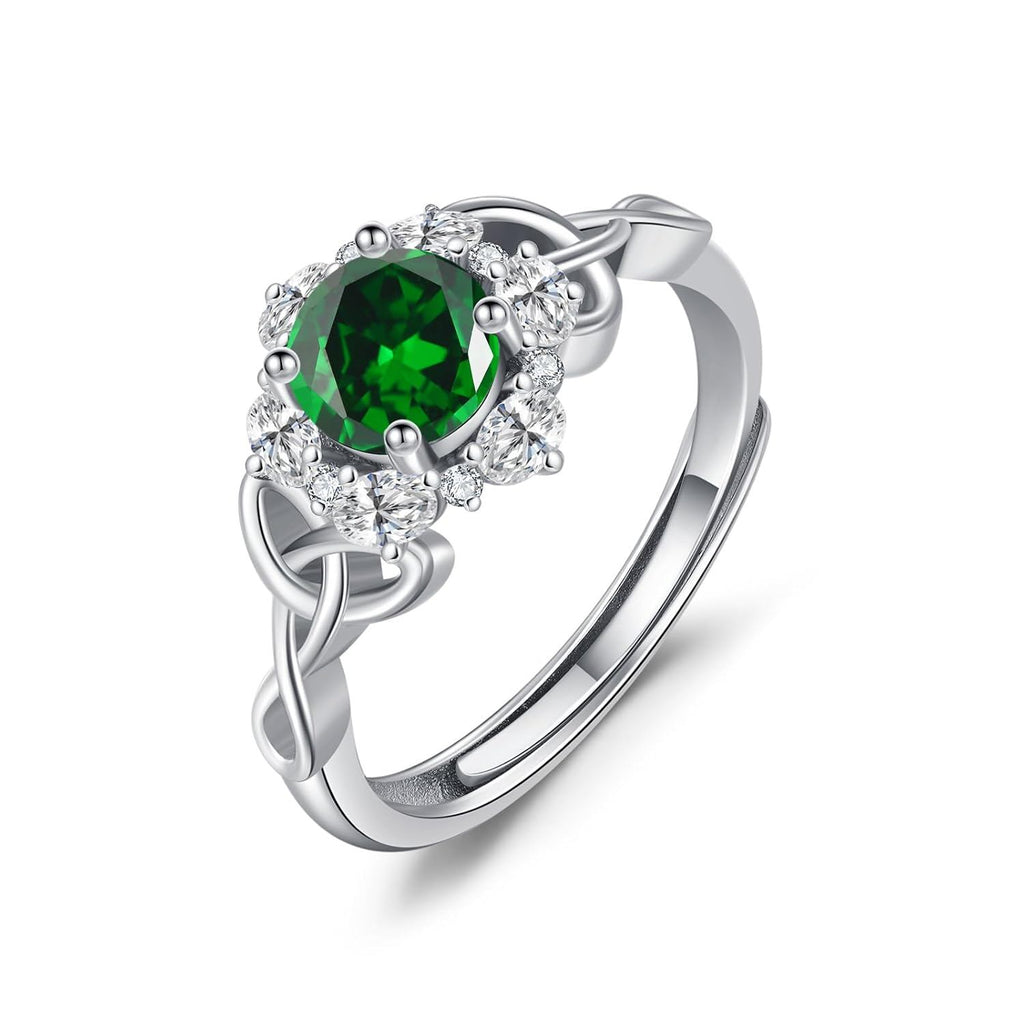“Celtic Harmony” Sterling Silver Zircon Birthstone Ring
