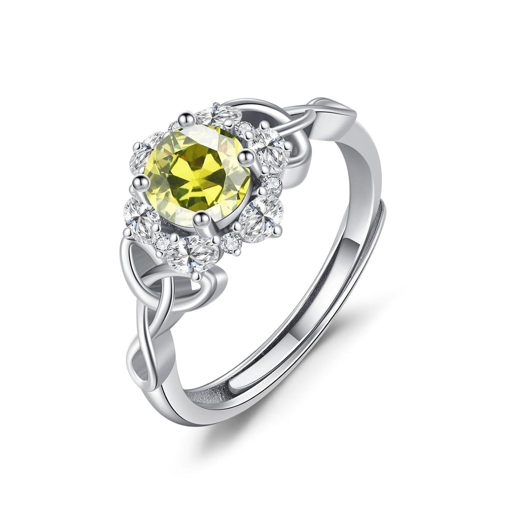 “Celtic Harmony” Sterling Silver Zircon Birthstone Ring