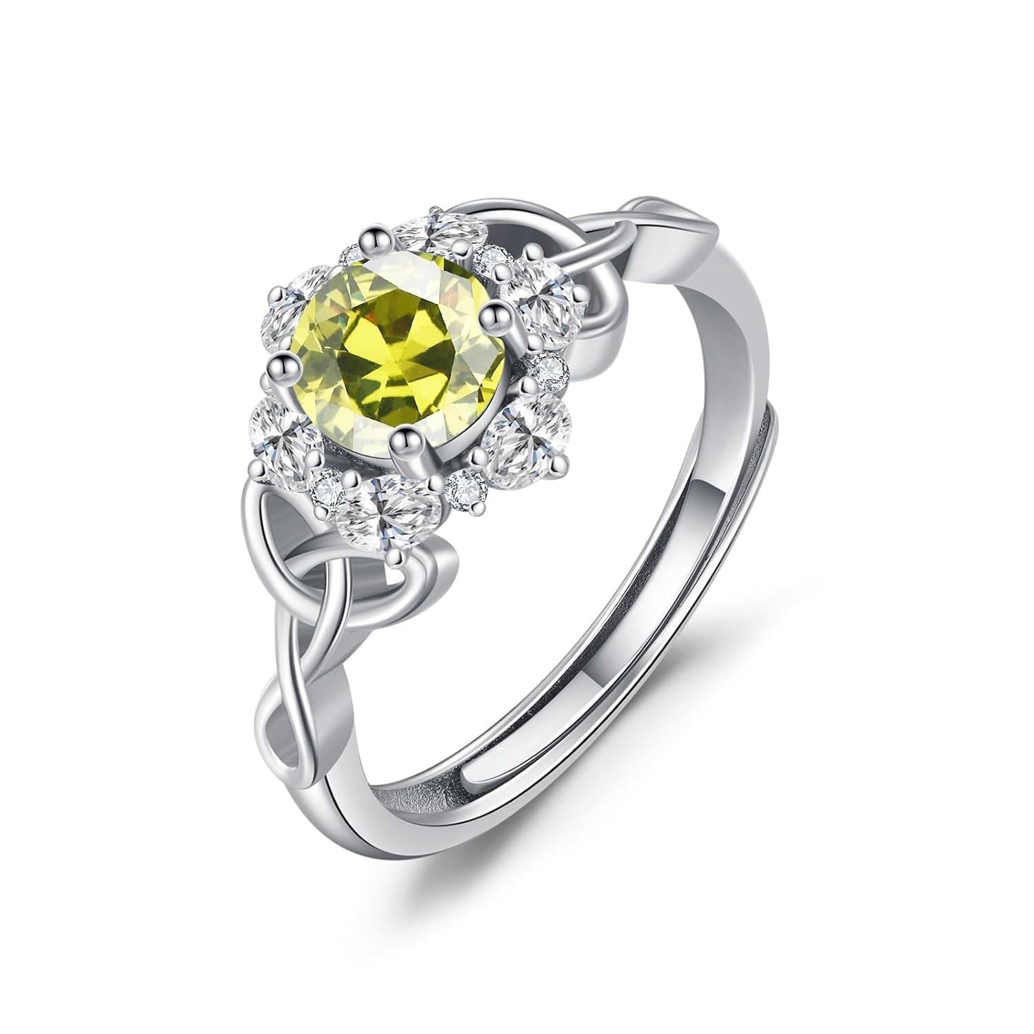 “Celtic Harmony” Sterling Silver Zircon Birthstone Ring