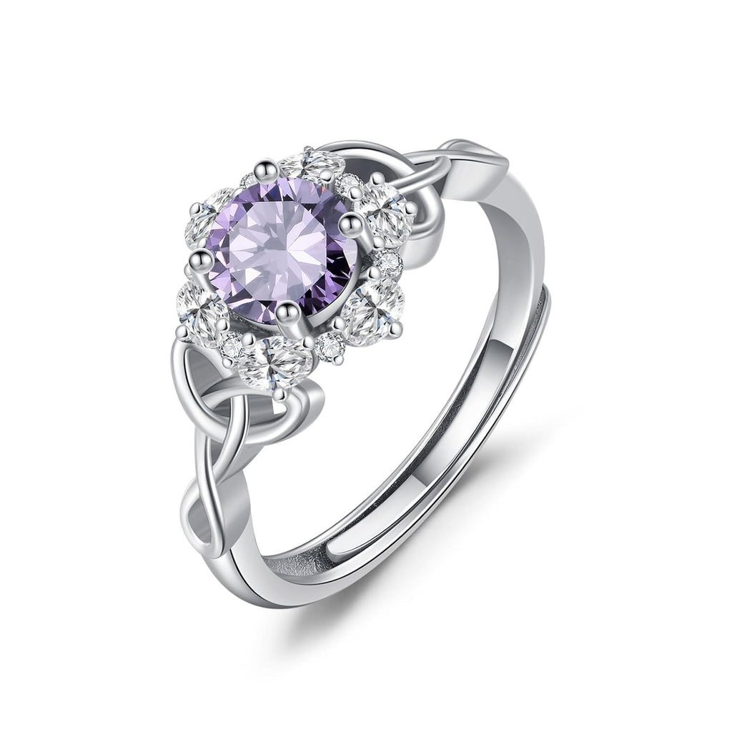 “Celtic Harmony” Sterling Silver Zircon Birthstone Ring