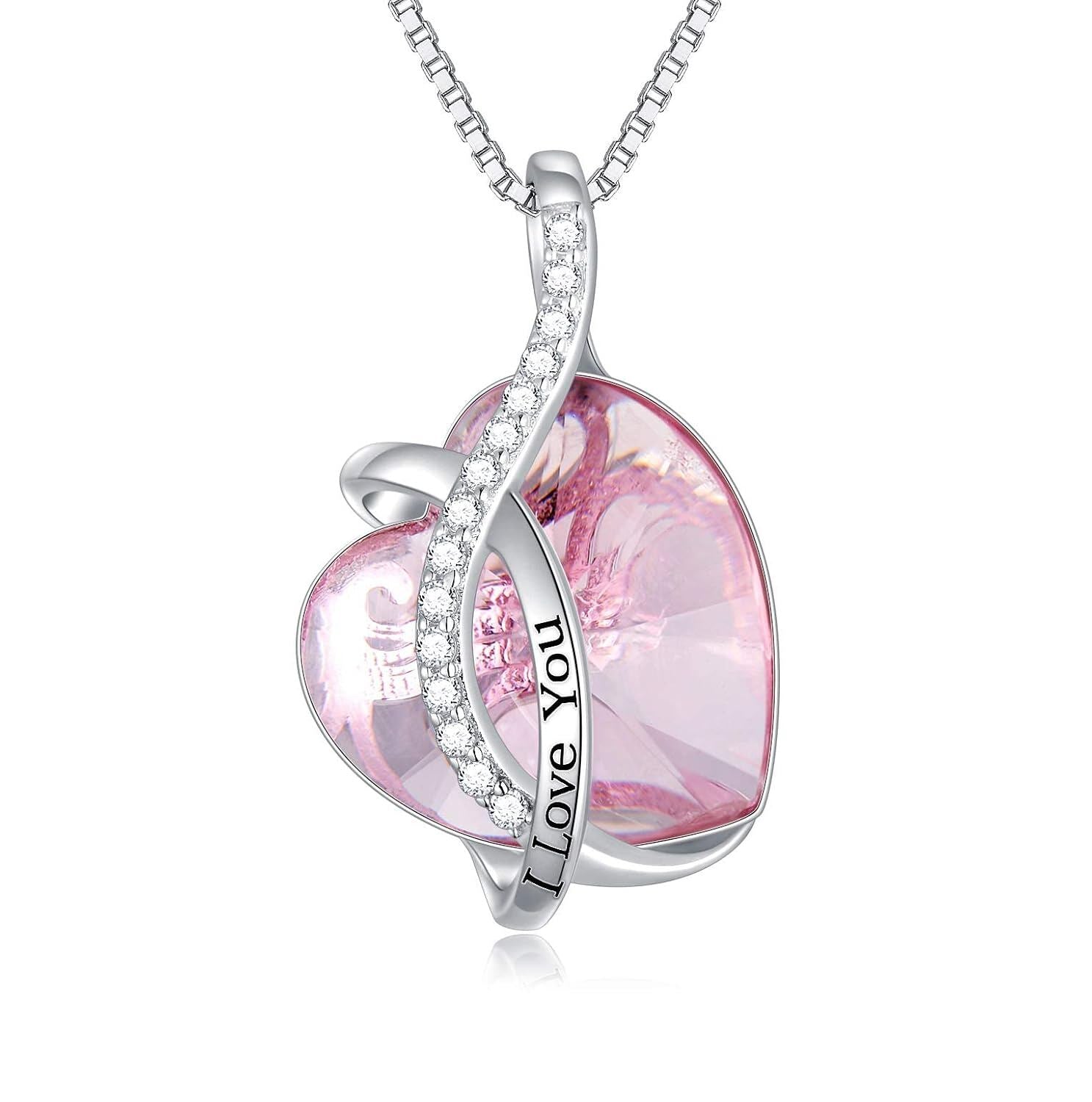 “Eternal Pulse” Austrian Crystal Birthstone Heart Necklace ( Sterling Silver 925 )