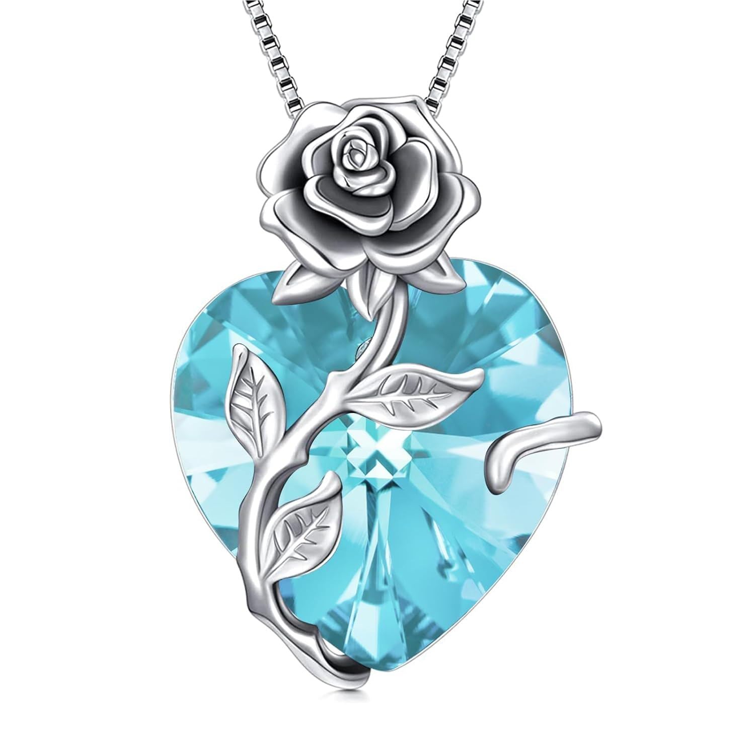 “Heart of Roses” Sterling Silver Crystal Pendant Necklace