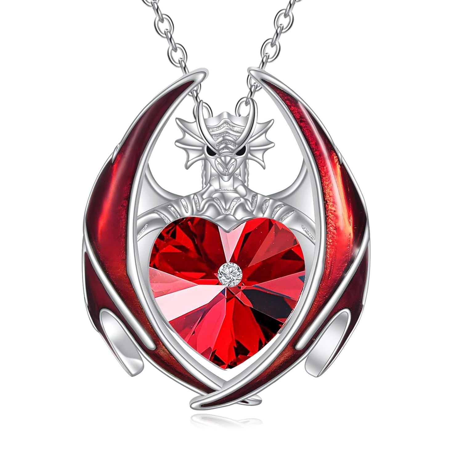 “Guardian Flame” Crystal Dragon Birthstone Necklace