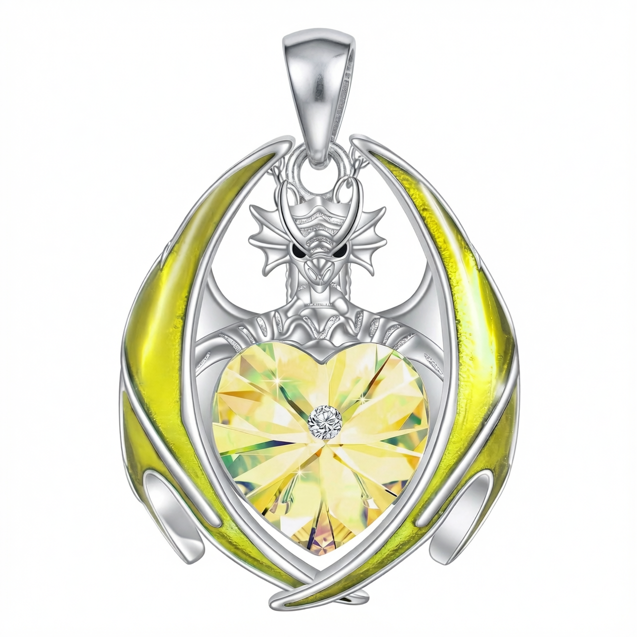 “Guardian Flame” Crystal Dragon Birthstone Necklace