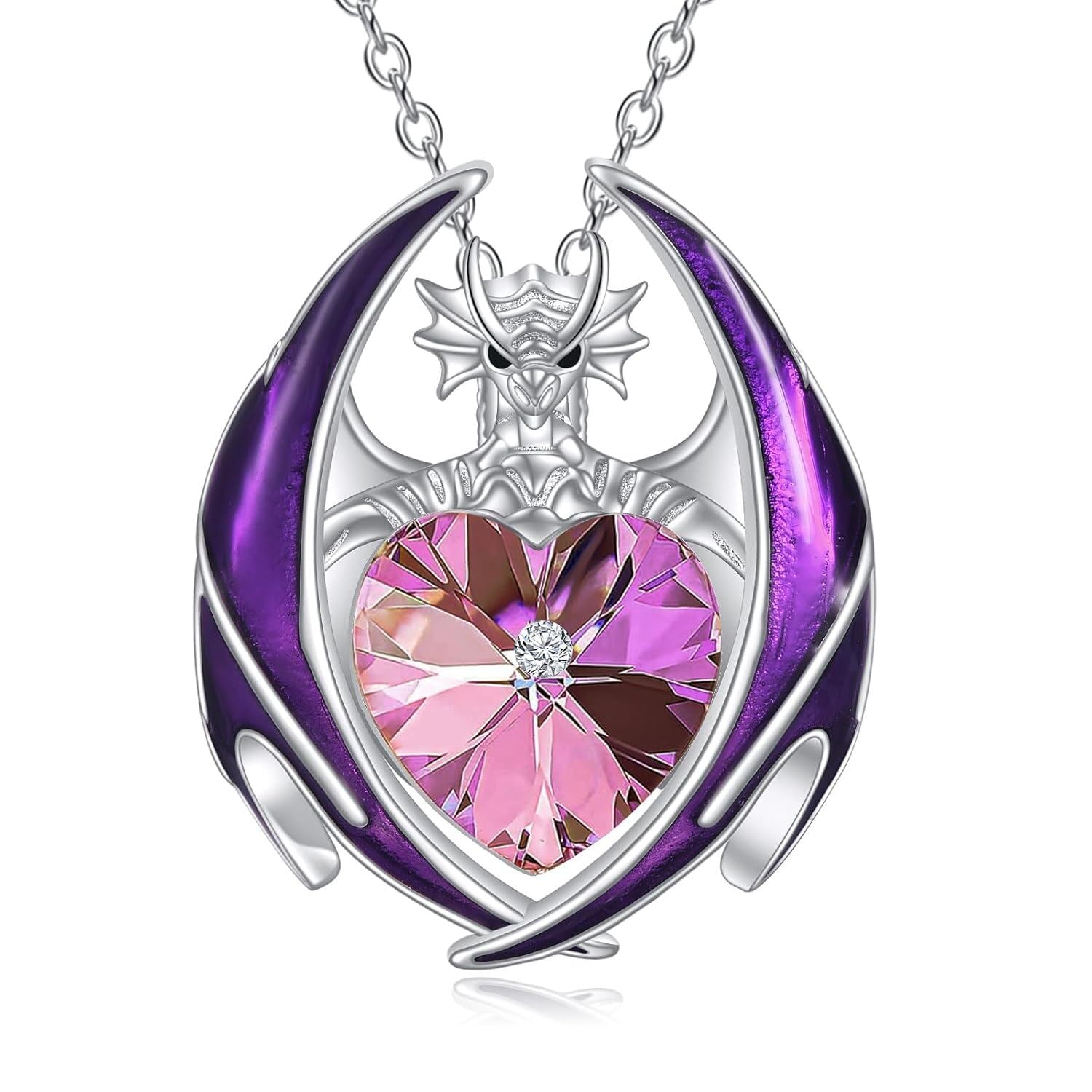 “Guardian Flame” Crystal Dragon Birthstone Necklace