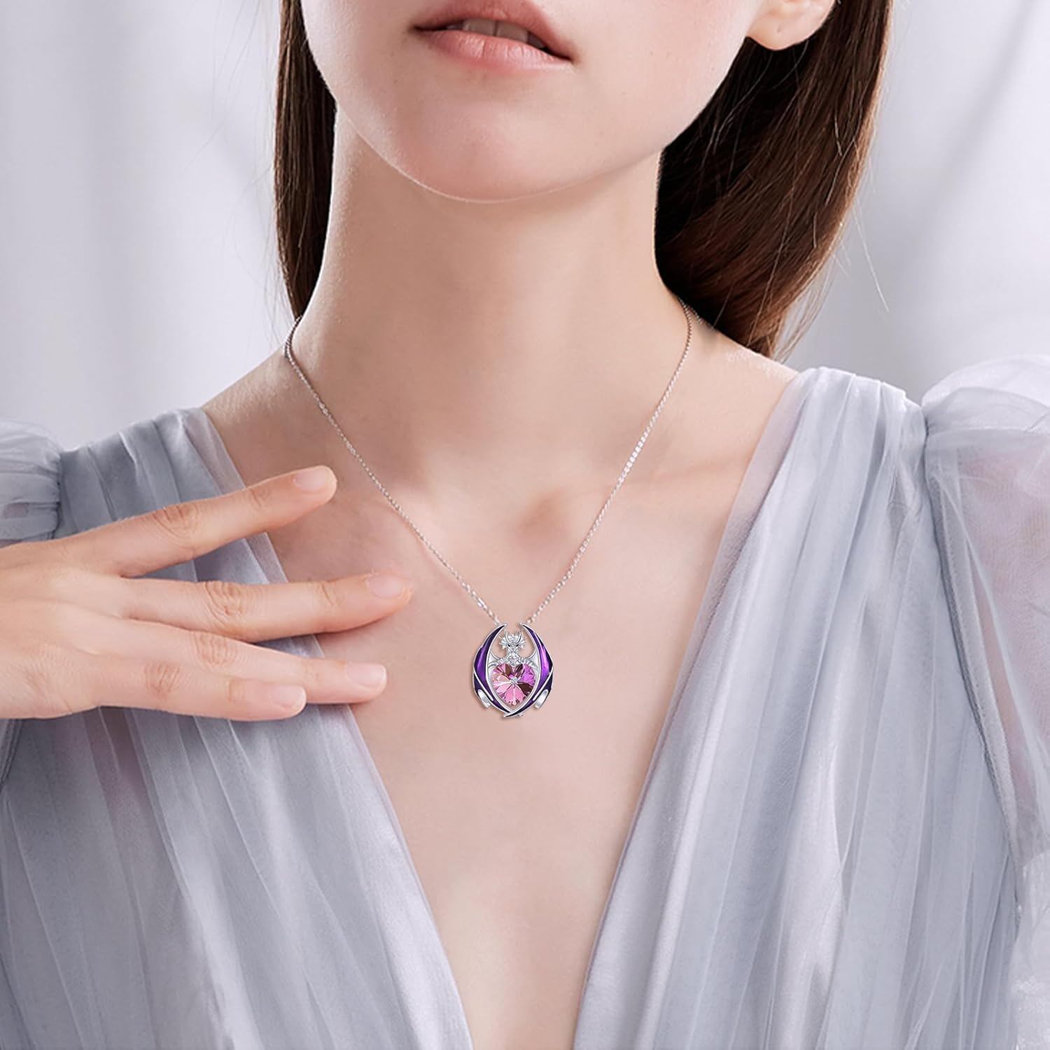 “Guardian Flame” Crystal Dragon Birthstone Necklace