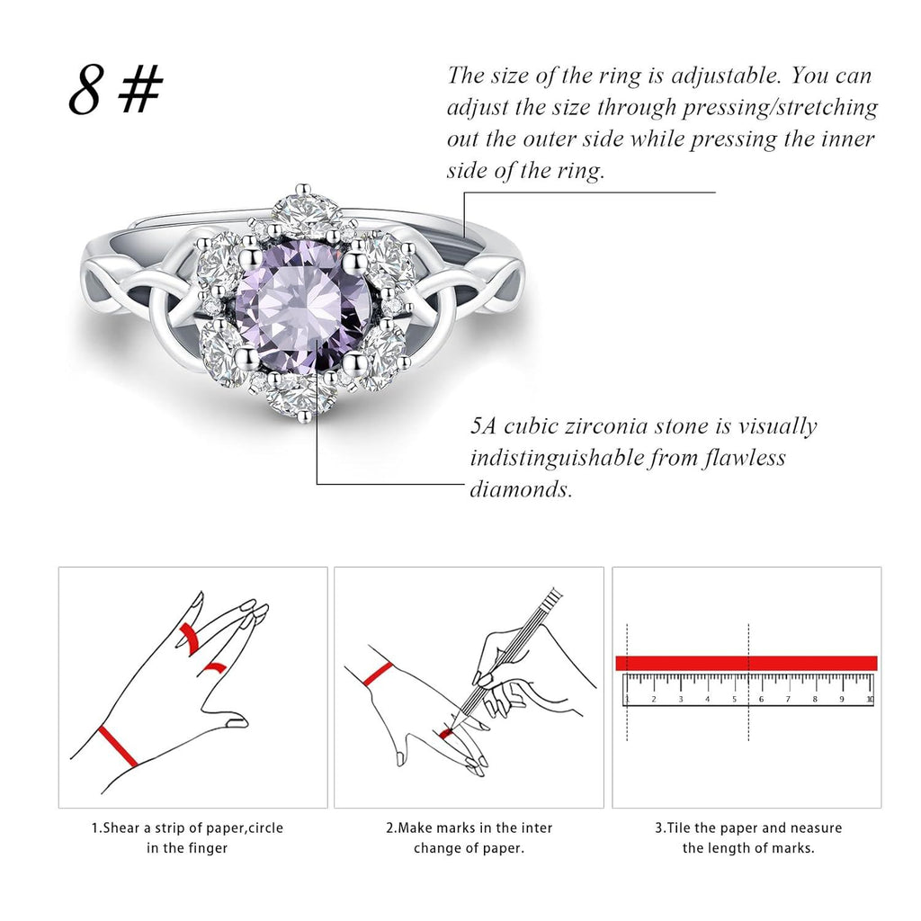“Celtic Harmony” Sterling Silver Zircon Birthstone Ring
