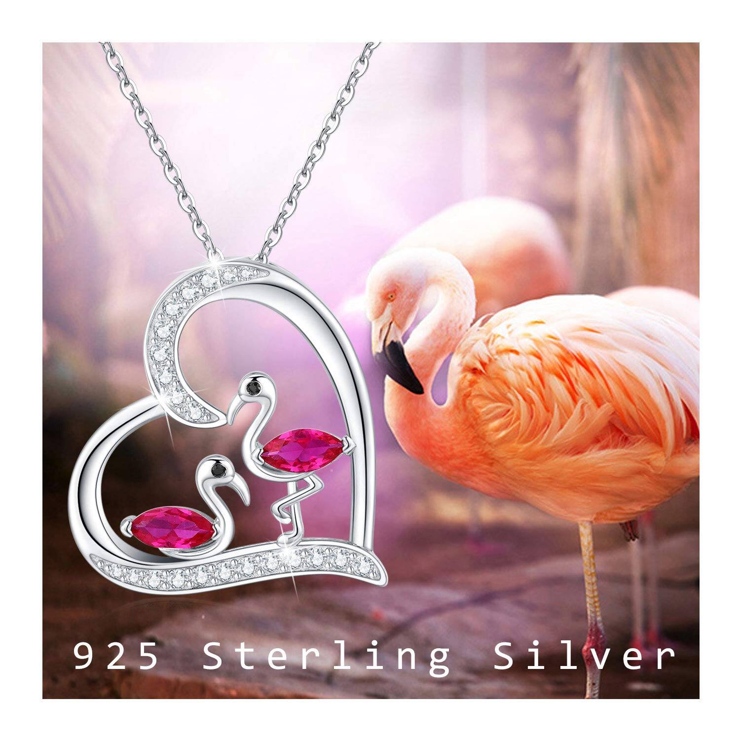 “Heartfelt Dance” Pink CZ Flamingo Pendant Necklace