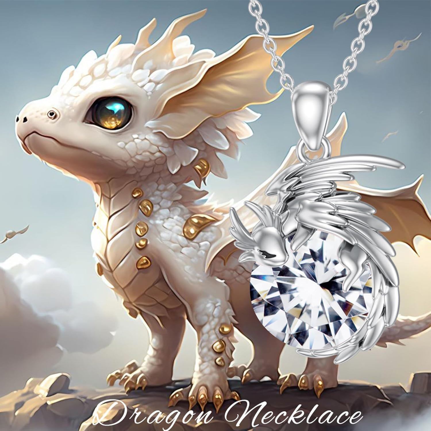 “Soulfire Wyvern” Sterling Silver 925 Birthstone Necklace