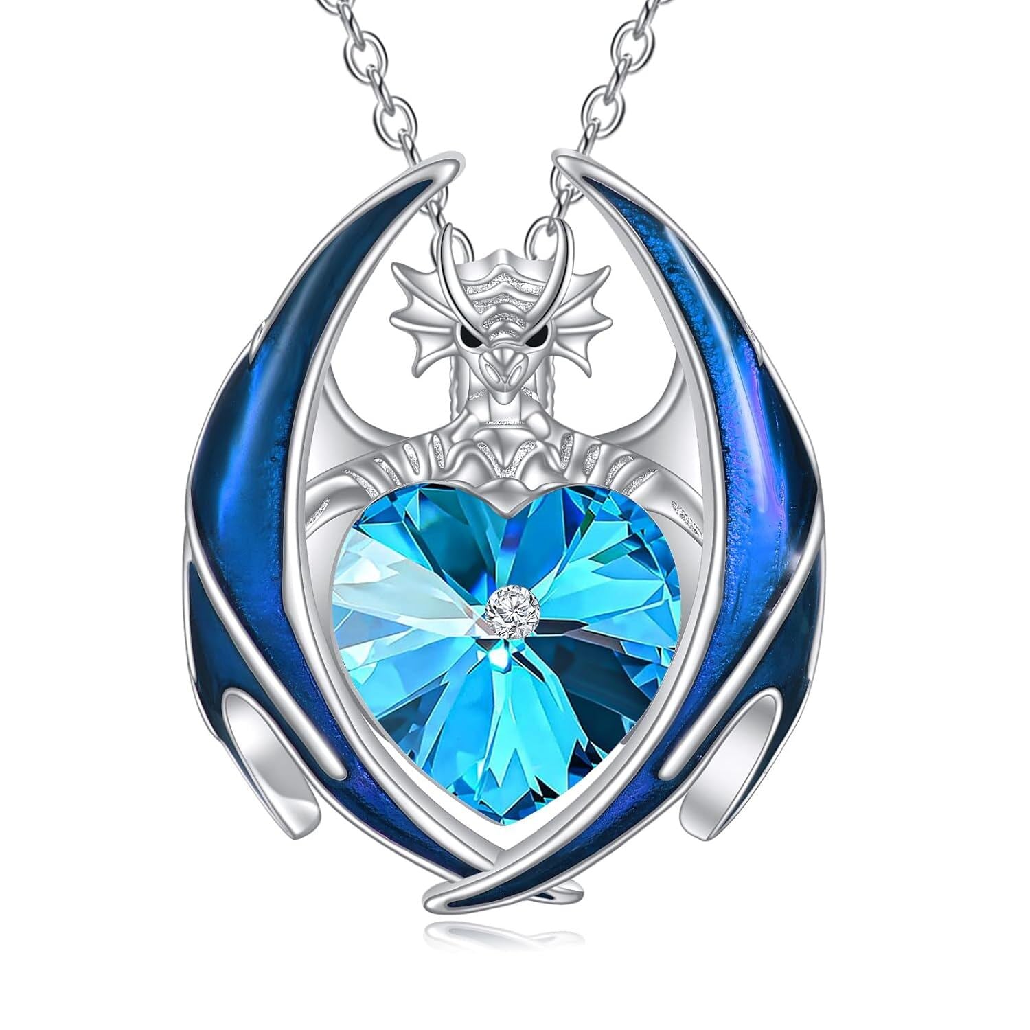 “Guardian Flame” Crystal Dragon Birthstone Necklace