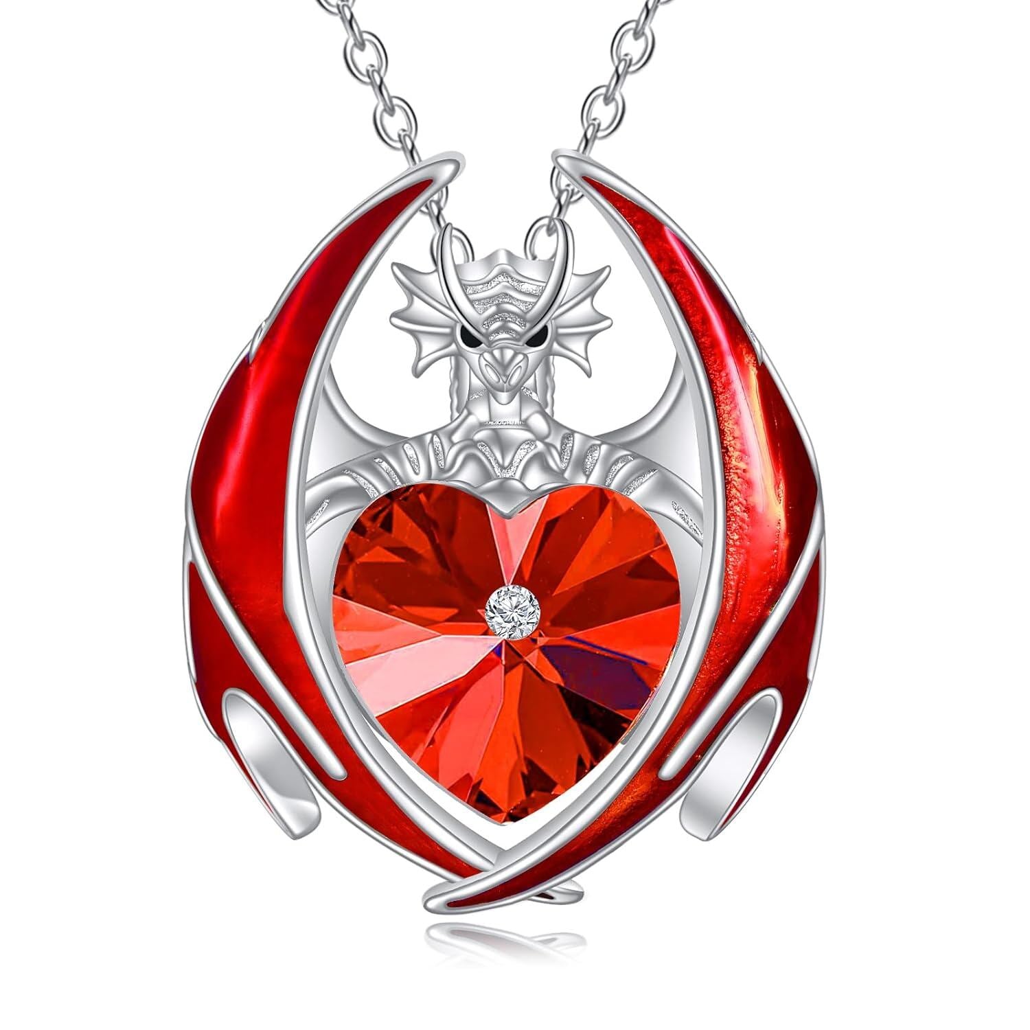 “Guardian Flame” Crystal Dragon Birthstone Necklace