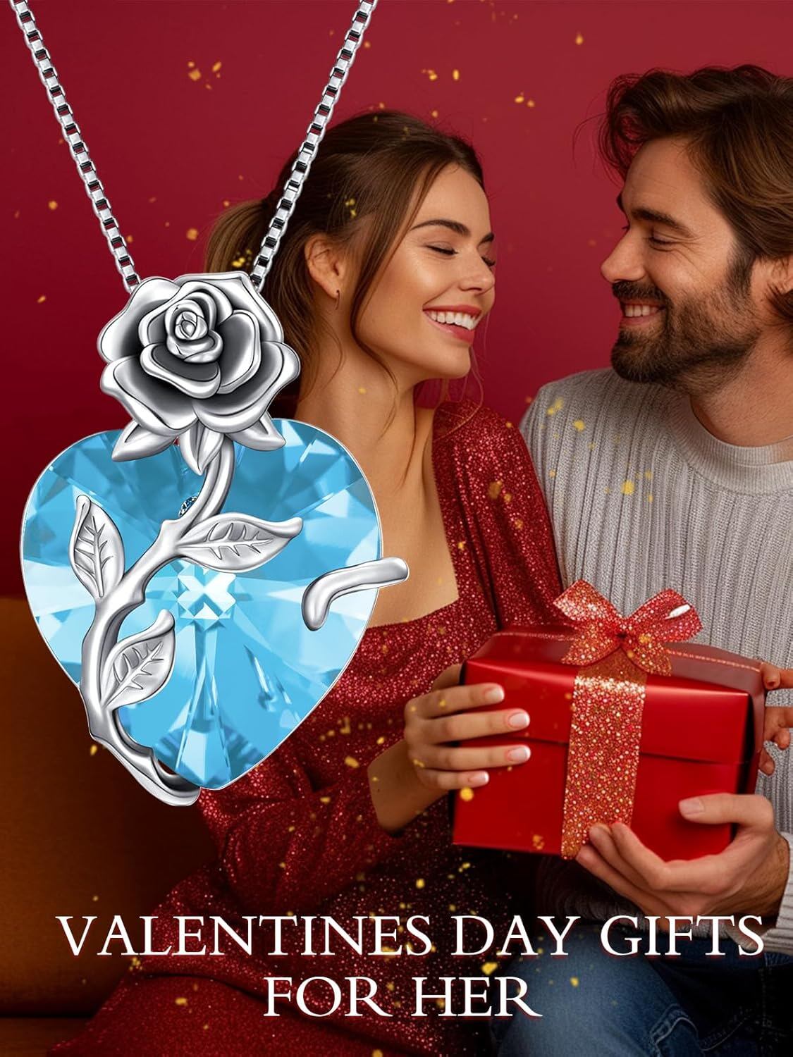 “Heart of Roses” Sterling Silver Crystal Pendant Necklace