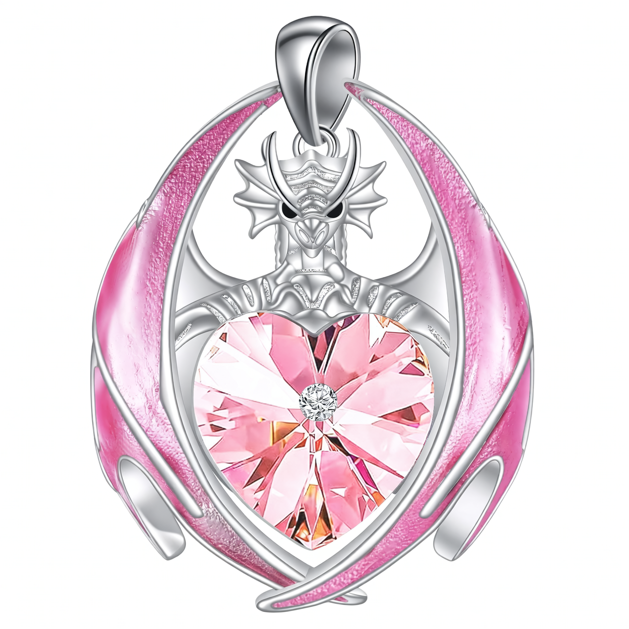 “Guardian Flame” Crystal Dragon Birthstone Necklace
