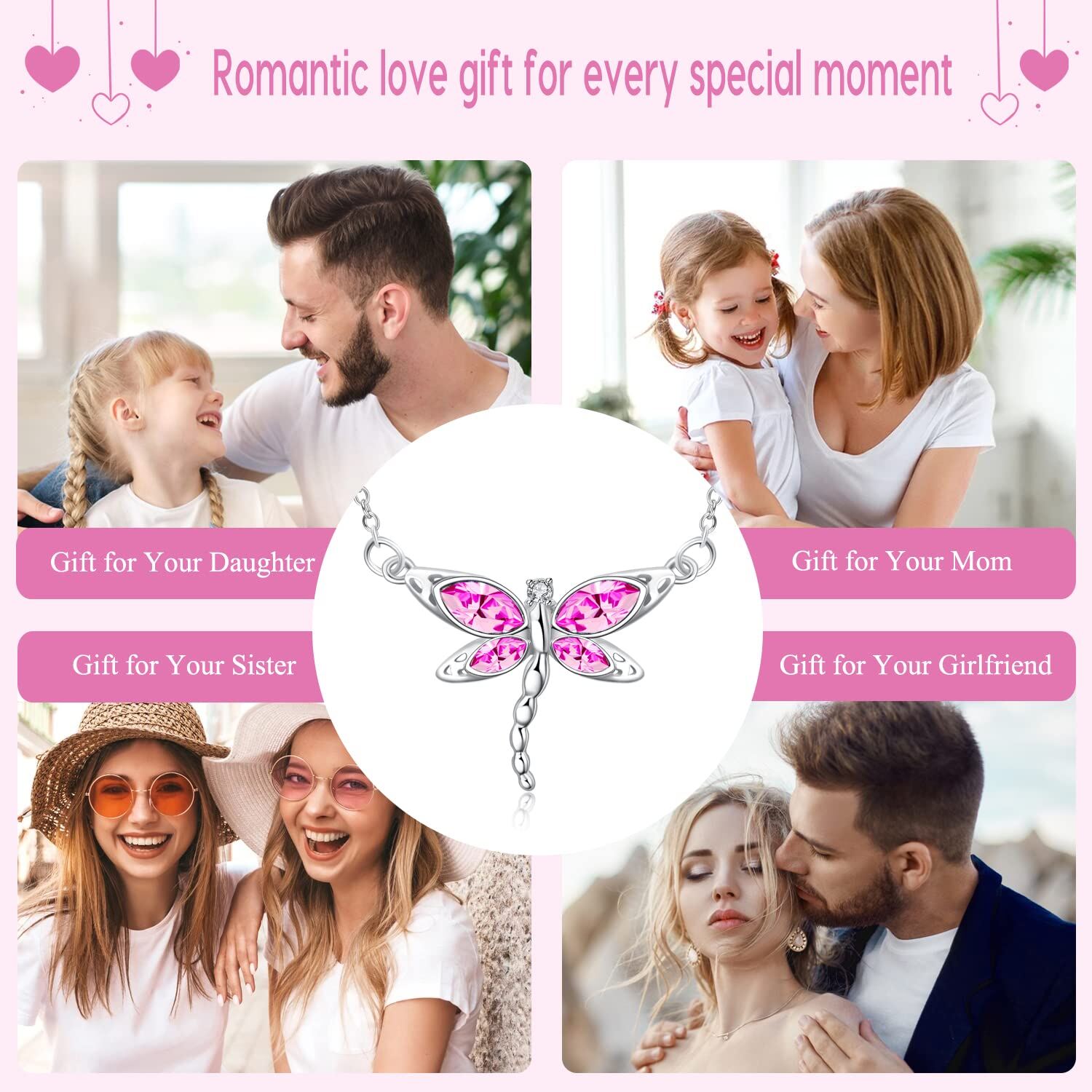 “Soulful Flight” Sterling Silver Dragonfly Birthstone Necklace