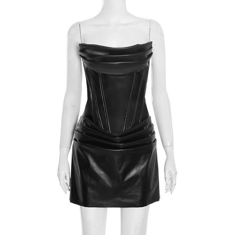 Leather Short Dress for Women