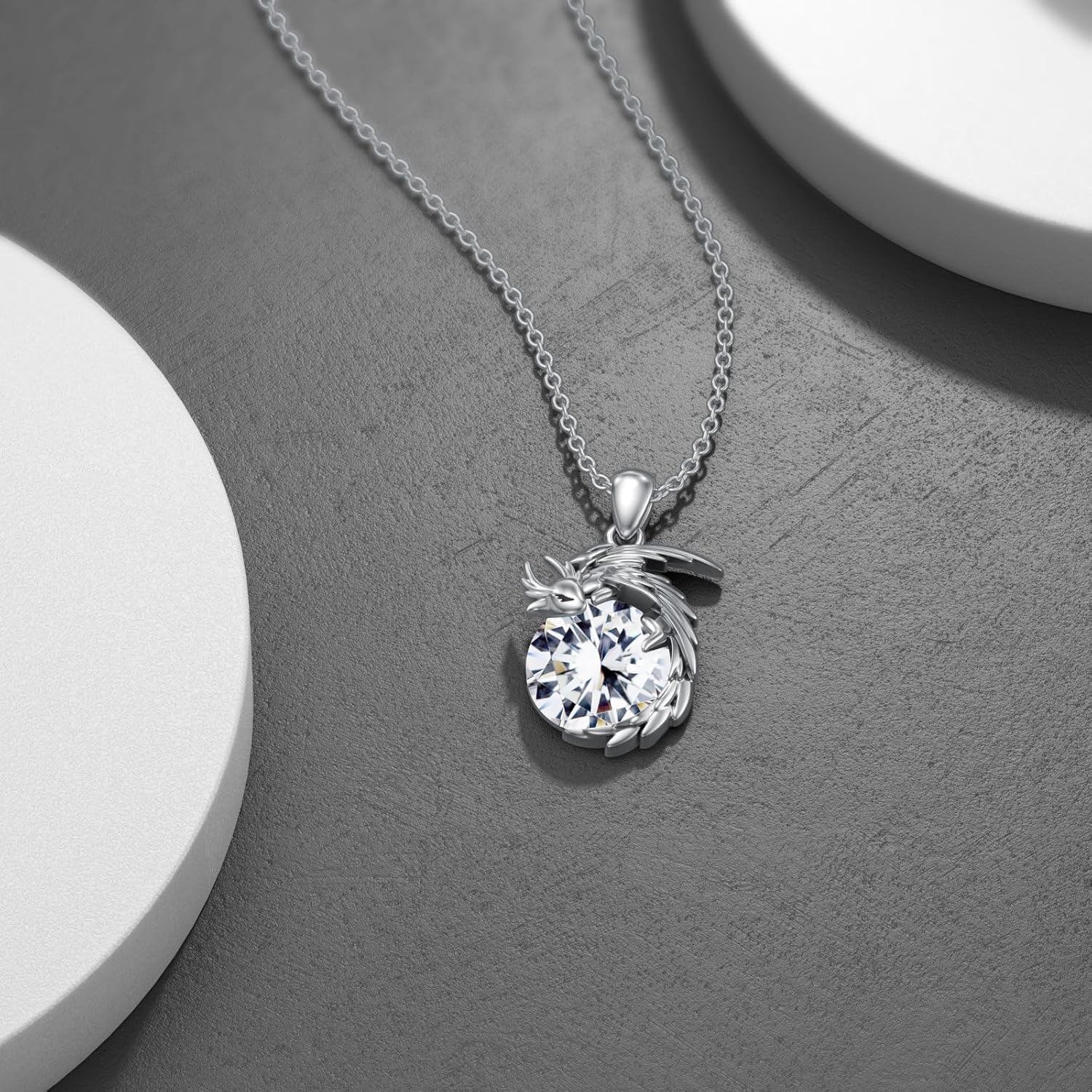 “Soulfire Wyvern” Sterling Silver 925 Birthstone Necklace