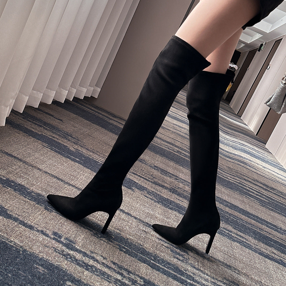 Long Sleeves High Heel Boots for Winter ( Black & Apricot )