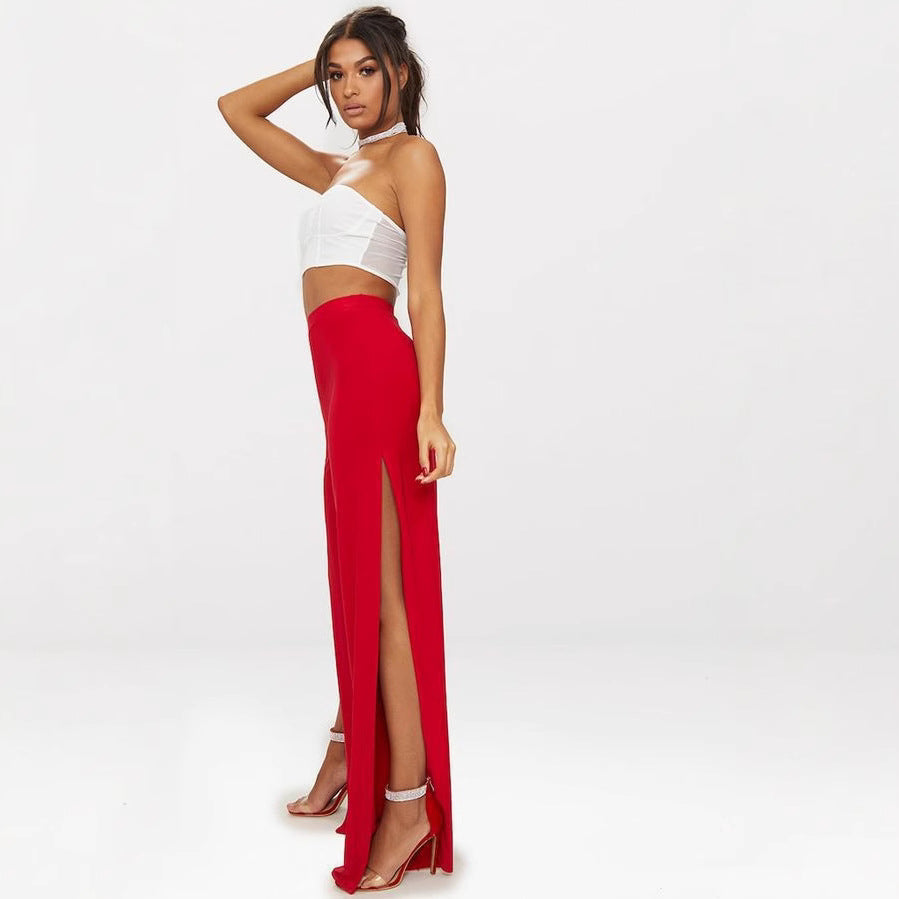 Side-slit straight-leg Trousers for Women